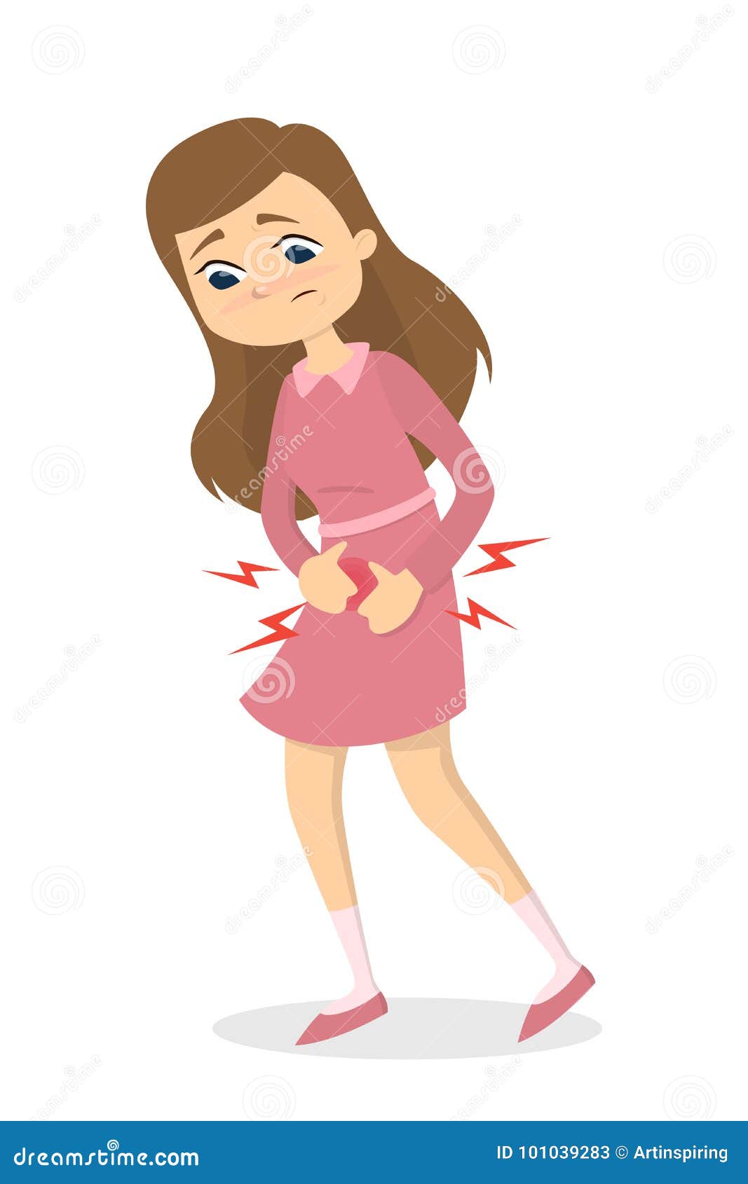 Mujer con dolor abdominal ilustración del vector. Ilustración de adulto ...