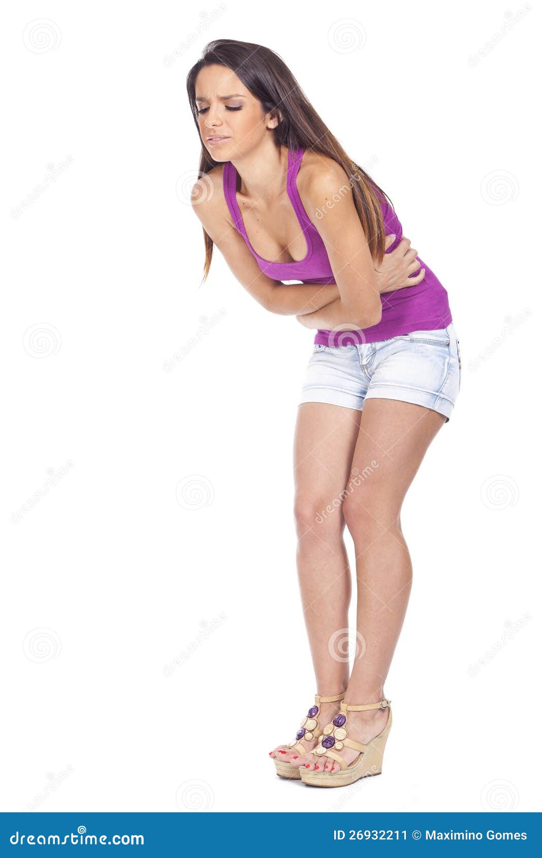 Mujer con dolor abdominal? imagen de archivo. Imagen de vientre - 26932211