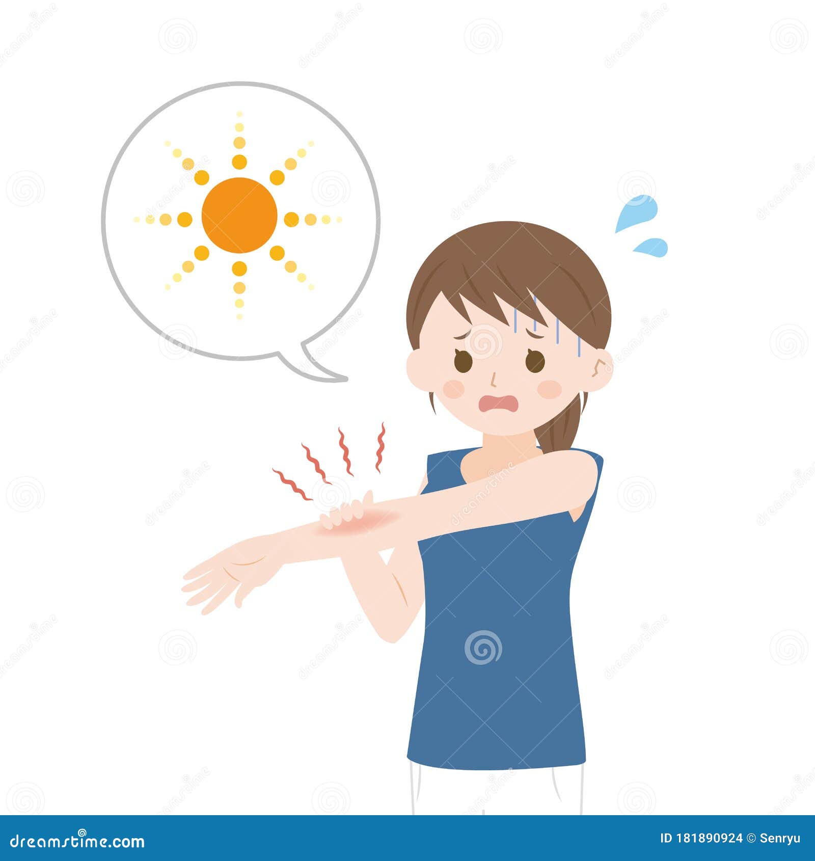 Mujer Con Quemadura Solar Ilustraci N Del Vector Ilustraci N De Muestra