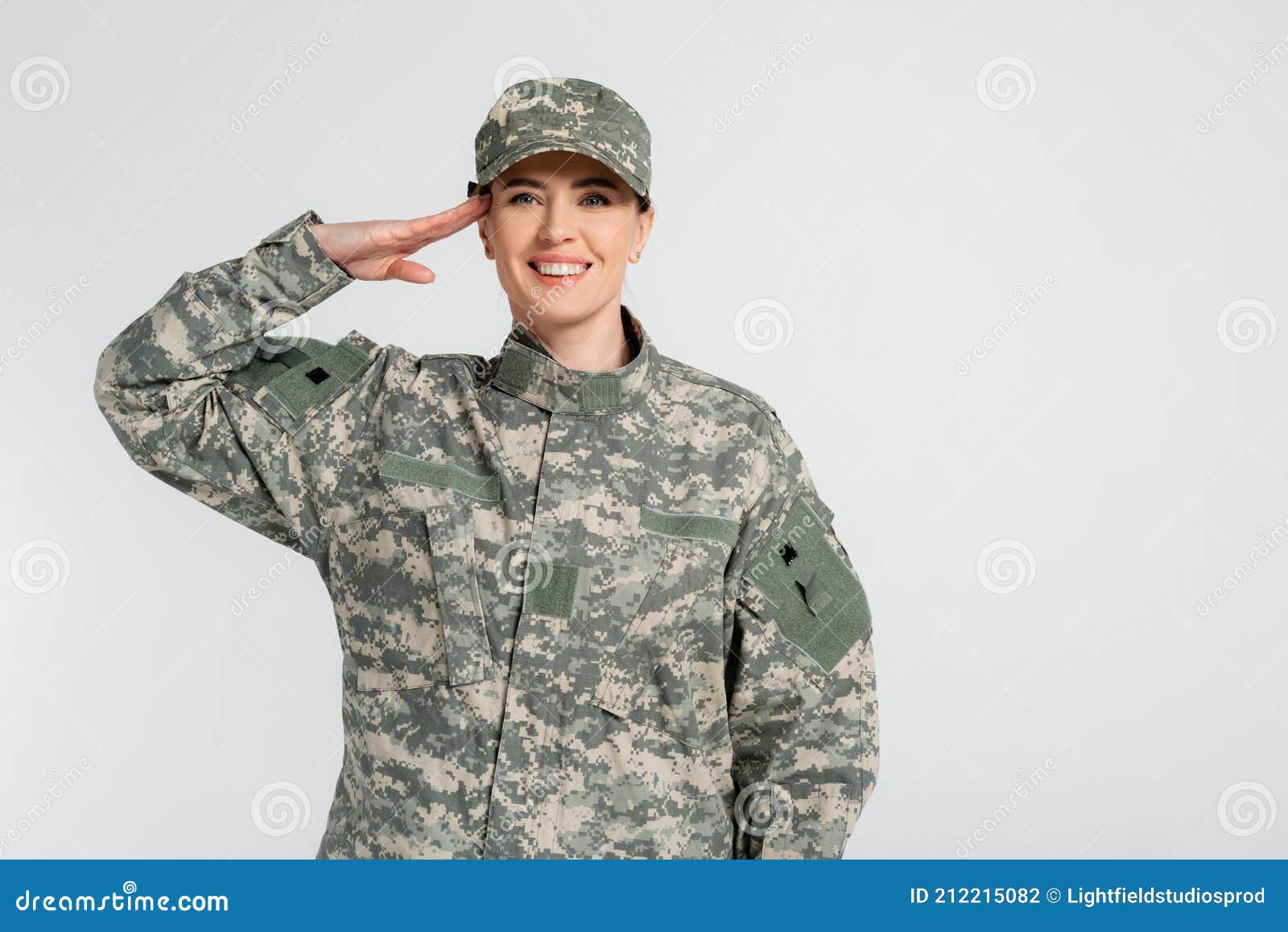 Mujer Con Uniforme Militar Sobre Gris de archivo - Imagen de ejército, profesional: 212215082