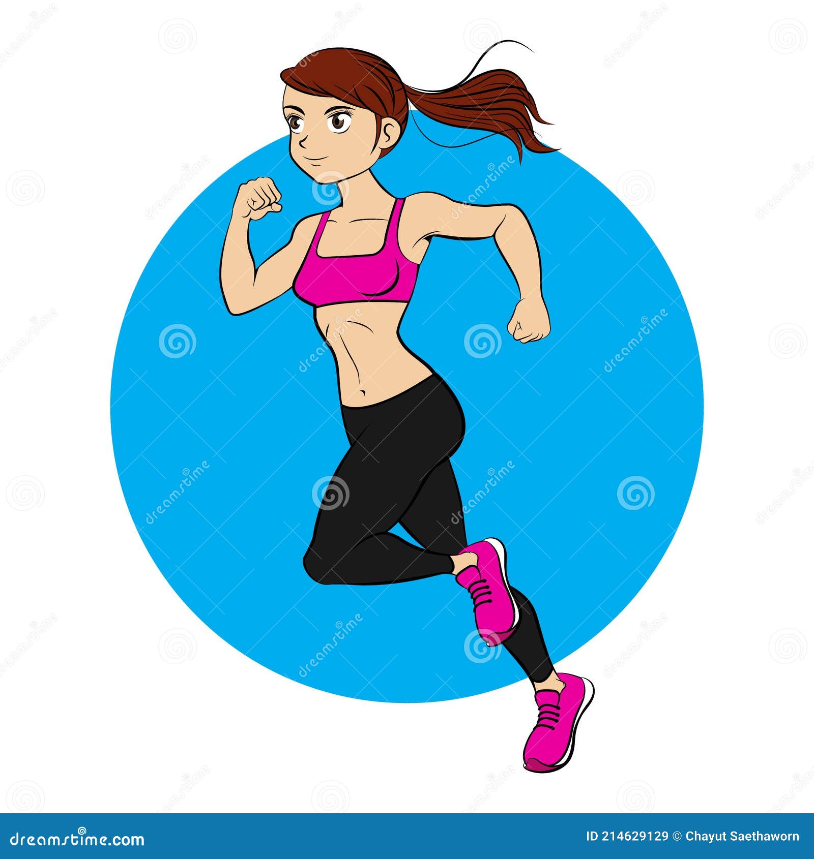 Mujer Correr Sport Girl Dibujos Animados Diseño De Personajes. Ilustración  De Carácter Vectorial. Ilustración del Vector - Ilustración de ejercicio,  velocidad: 214629129