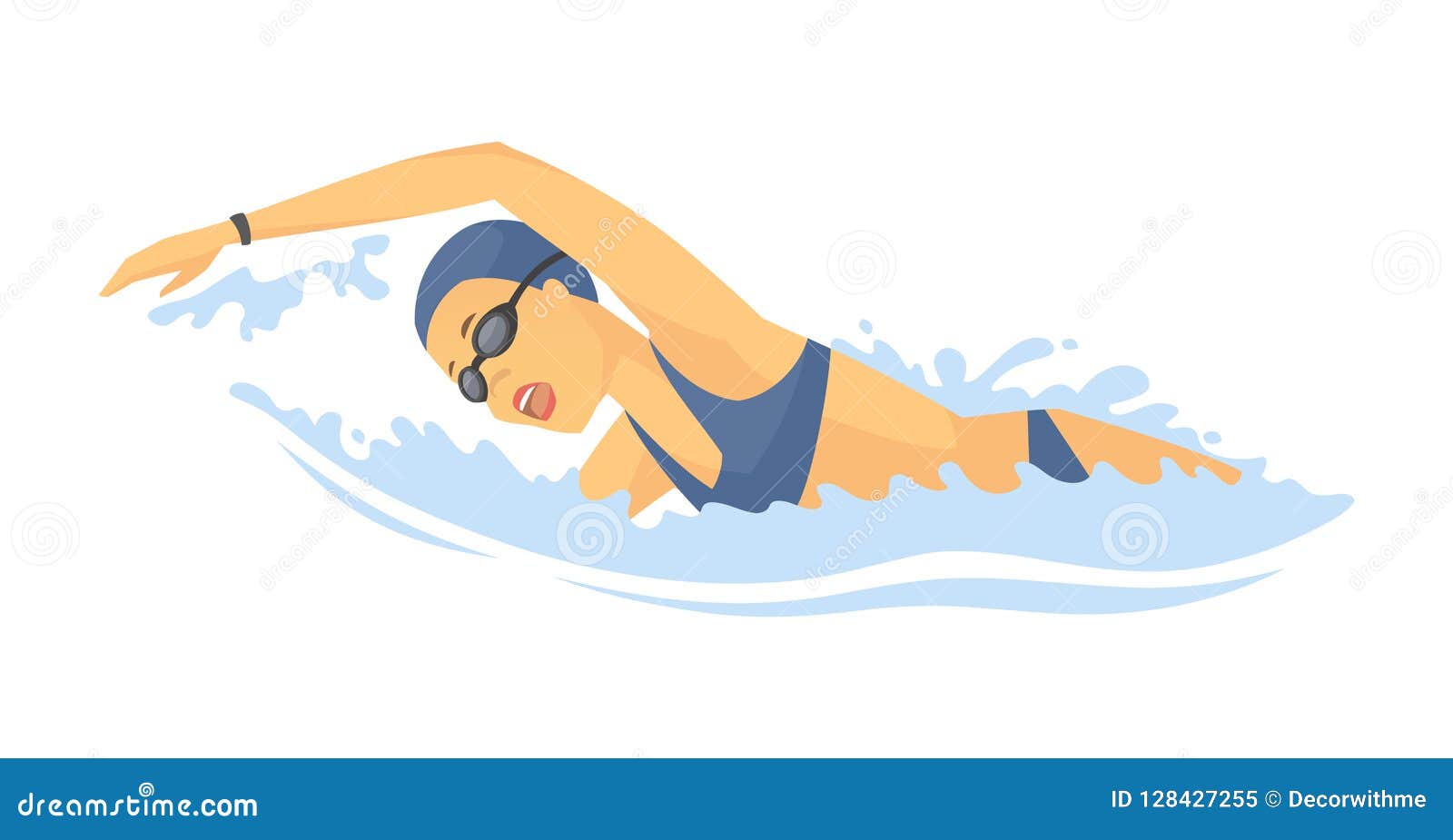 Mujer De La Natación - Ejemplo Colorido Moderno Del Personaje De Dibujos  Animados Del Vector Ilustración del Vector - Ilustración de ejercicio,  deporte: 128427255