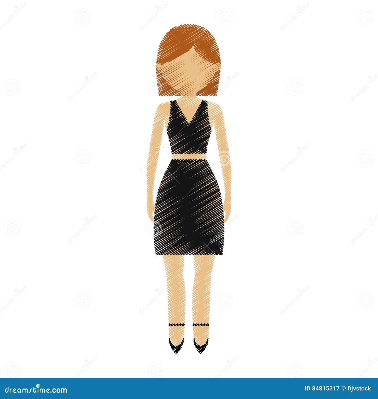 Mujer Del Avatar Del Dibujo Que Lleva El Modelo Negro De La Camisa De La  Falda Stock de ilustración - Ilustración de falda, ropas: 84815317