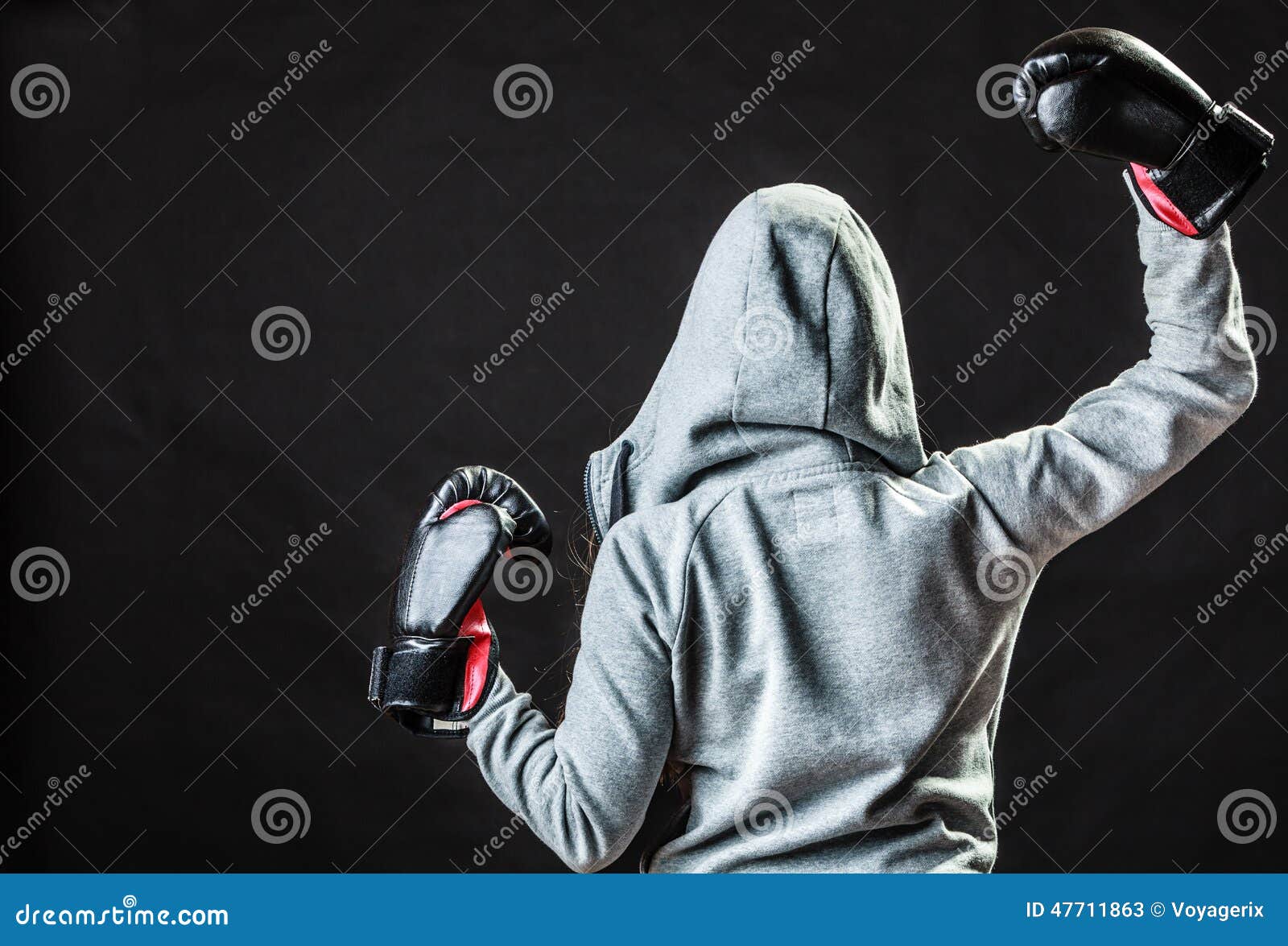 Disfraz boxeadora con guantes negro mujer