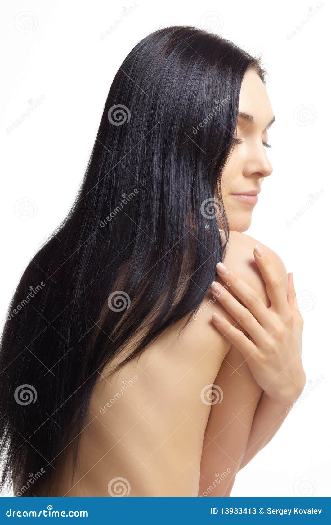 Mujer Desnuda Con El Pelo Oscuro Imagen de archivo - Imagen de blanco,  joven: 13933413