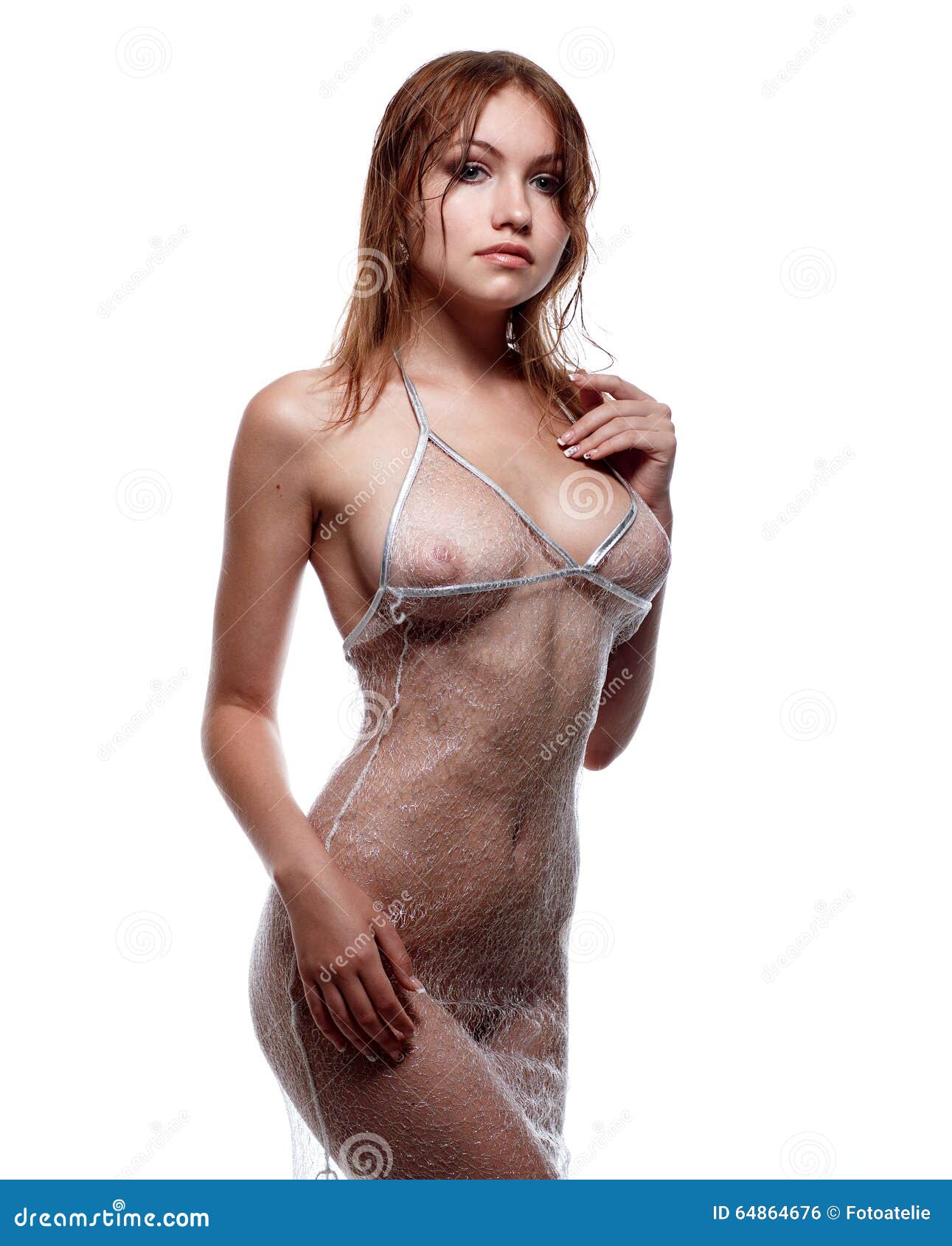 curva cocina trolebús Mujer Desnuda Hermosa En Un Vestido Transparente Foto de archivo - Imagen  de pecho, encanto: 64864676
