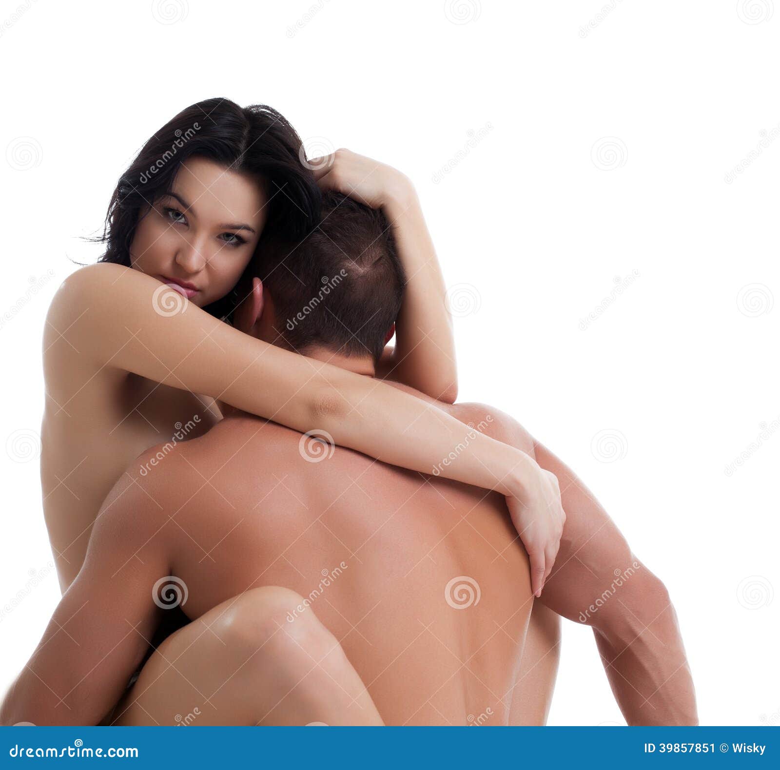 Mujer Desnuda Hermosa Que Abraza a Su Marido Imagen de archivo