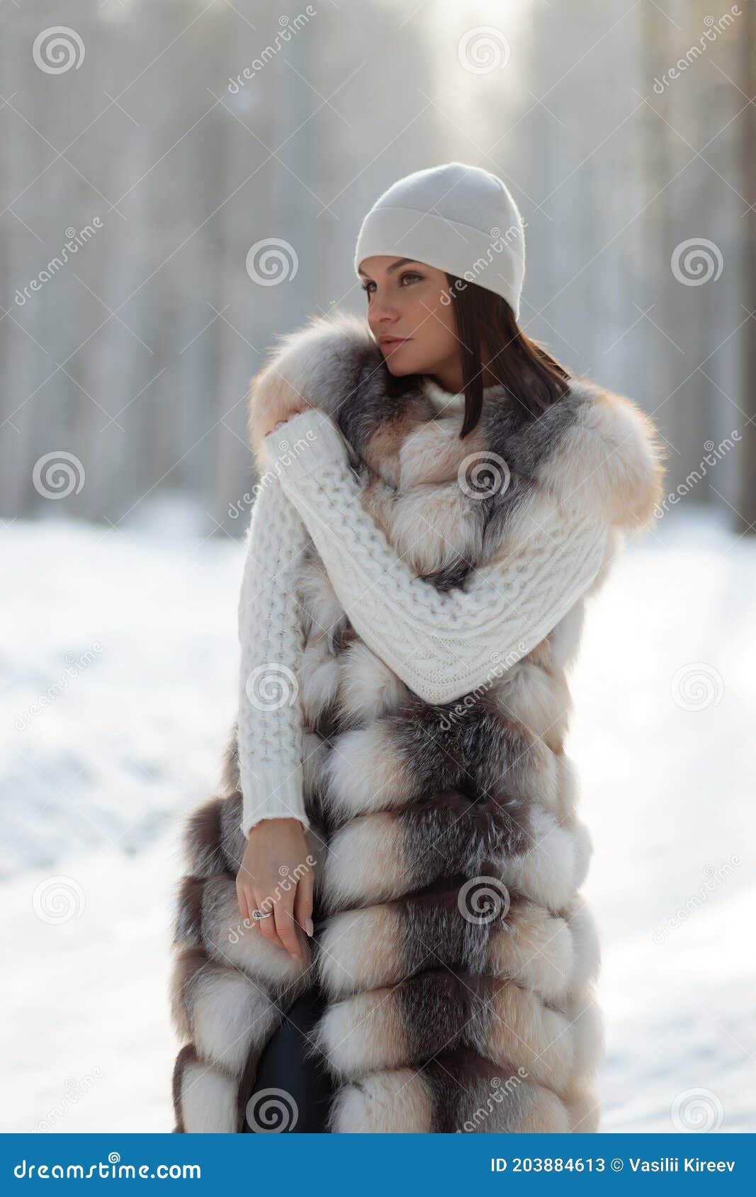 Mujer Elegante En Ropa De Invierno En Bosques Foto de archivo - Imagen de  sensual, piel: 203884630