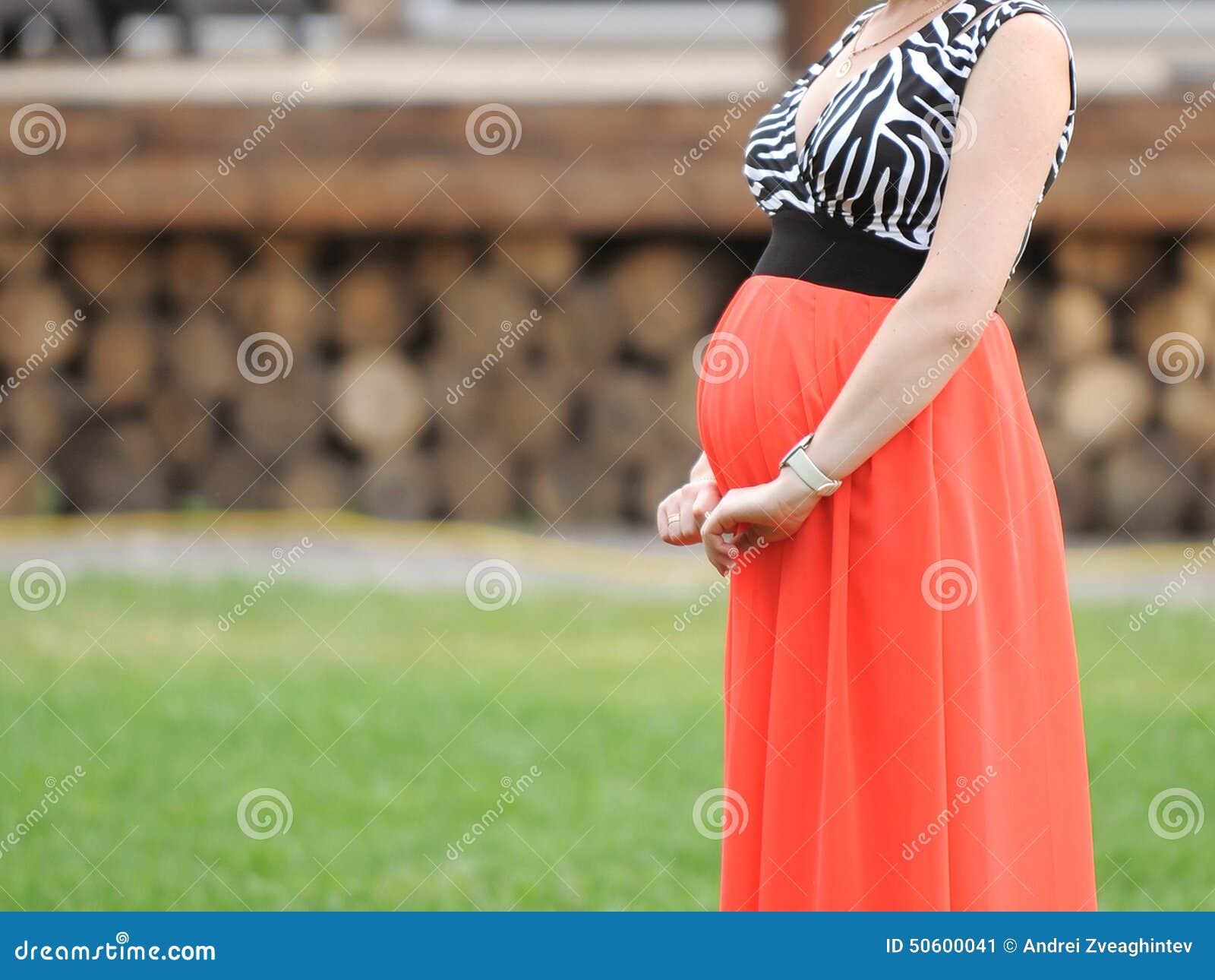 Embarazada En Roja Imagen de archivo - Imagen de 50600041