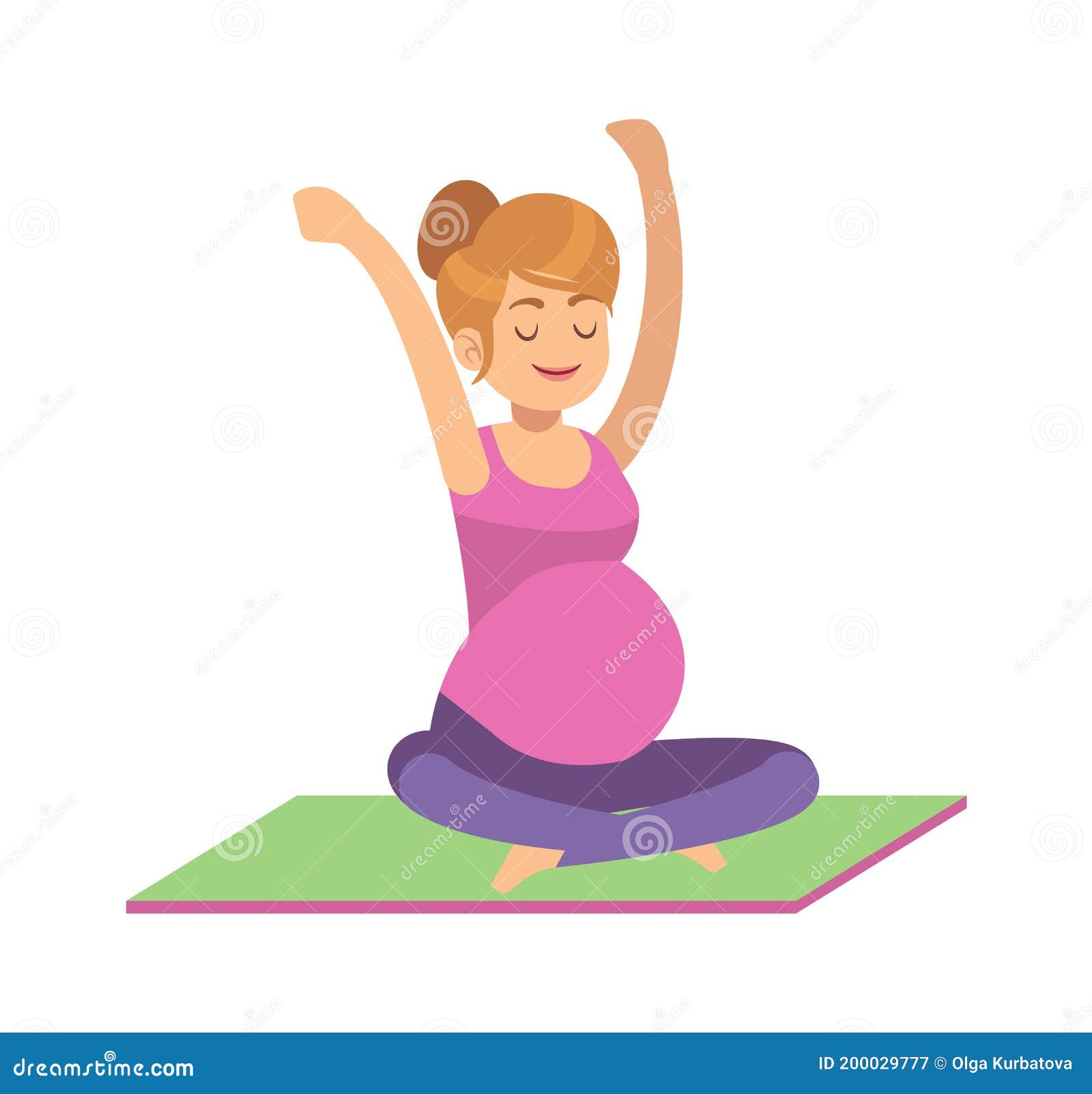 Mujer Embarazada Haciendo Ejercicios Fitness Yoga O Pilates En Ropa Deportiva Sobre Alfombras De Gimnasia, Atención De Ilustración del Vector - Ilustración de lifestyle, gimnasia: 200029777