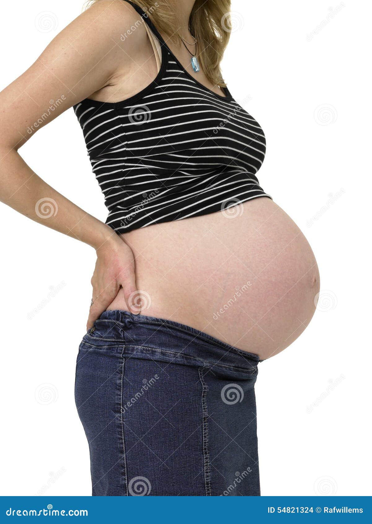 Mujer Embarazada, Mostrando Su Vientre, En Perfil Foto de archivo - Imagen  de manos, ella: 54821324