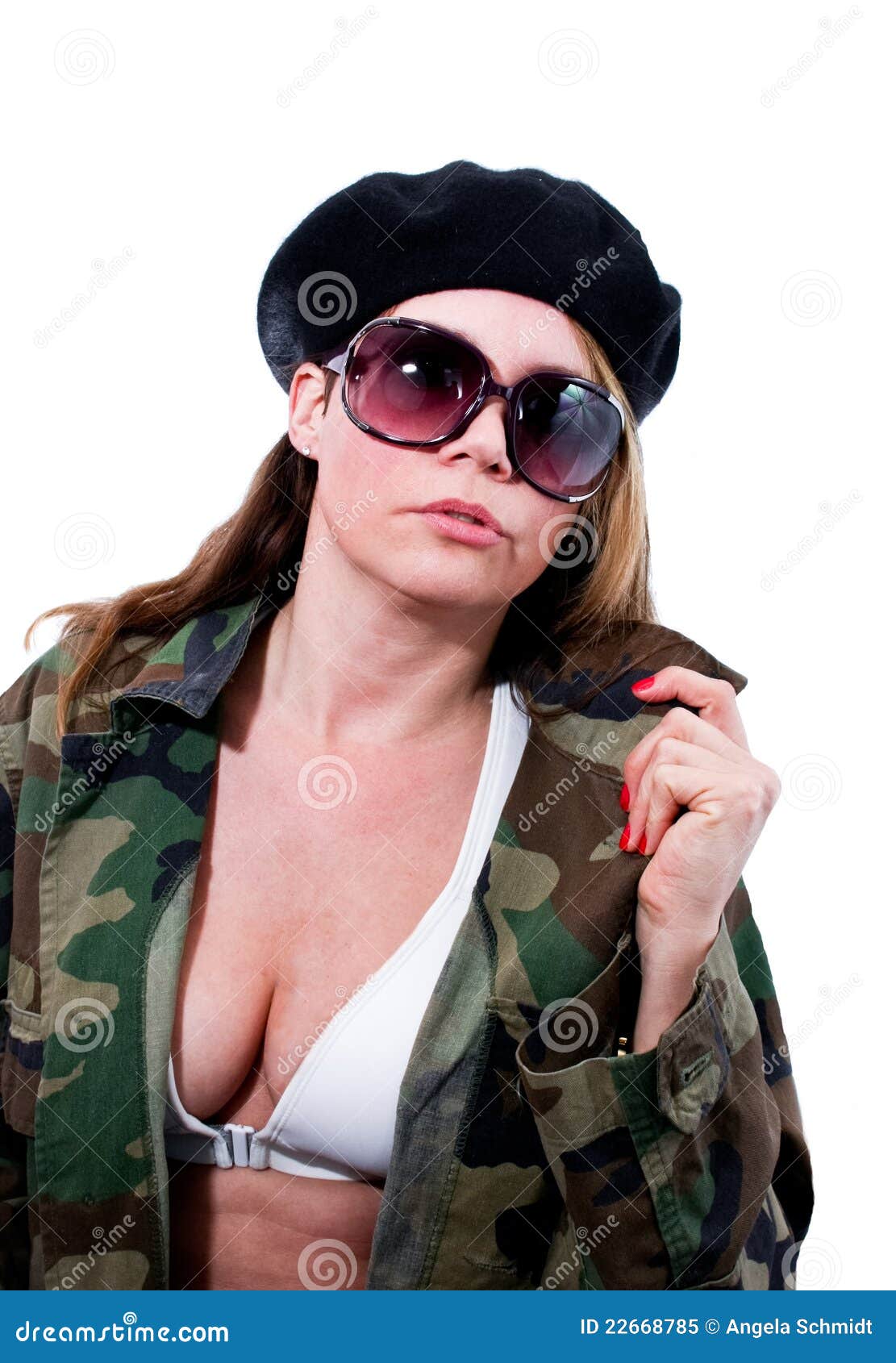 Mujer en chaqueta militar imagen de archivo. Imagen de francés - 22668785
