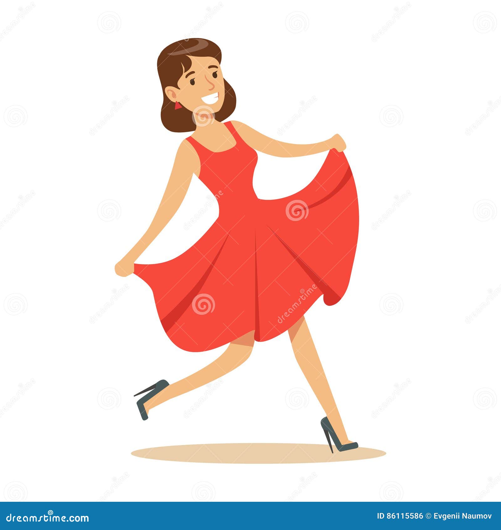 Mujer En El Vestido Rojo De Lujo Abrumado Con Felicidad Y Personaje De  Dibujos Animados Sonriente Alegre Extático, Feliz Ilustración del Vector -  Ilustración de muchacha, bailando: 86115586