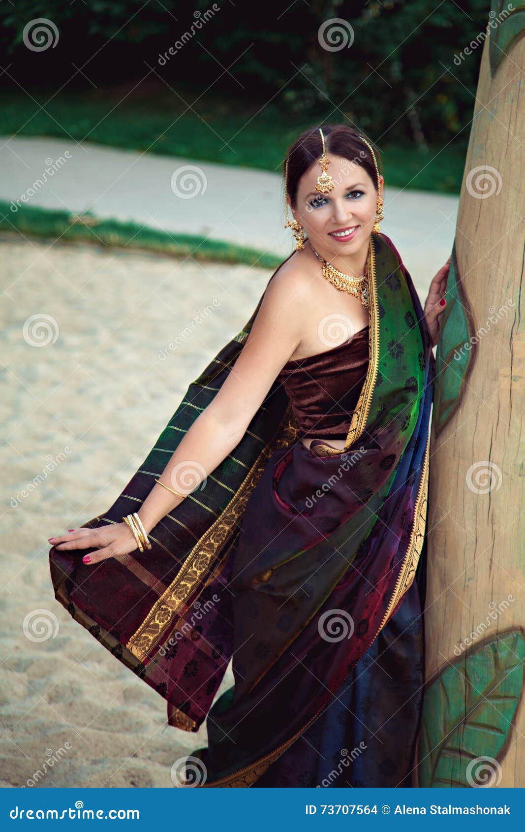 Mujer En Ropa India Tradicional Foto de archivo - Imagen de seda, belleza:  73707564