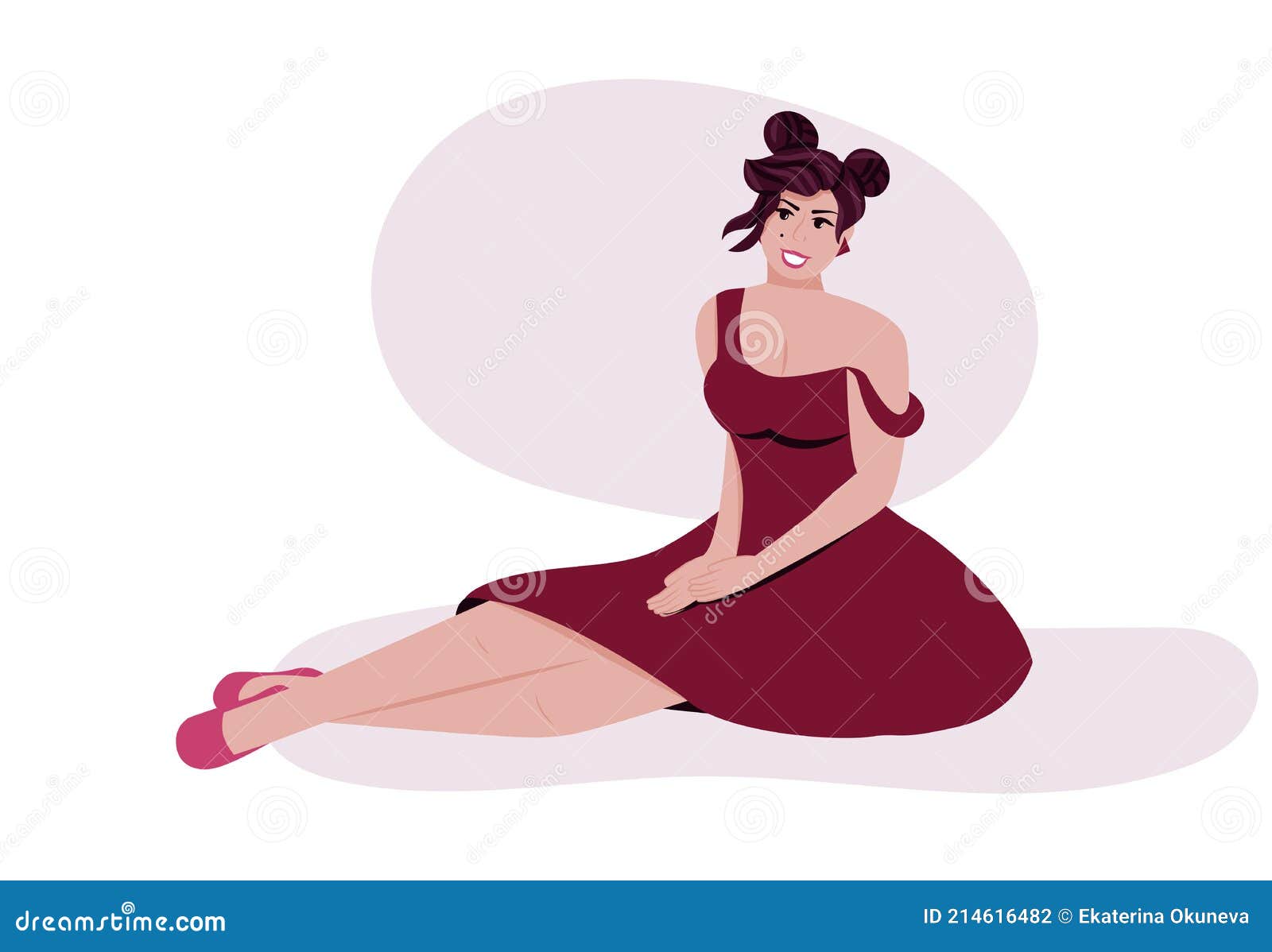 Mujer En Vestido Rojo Sentado Vector Plano Dibujo Animado Ilustración.  Ilustración del Vector - Ilustración de feliz, colorido: 214616482