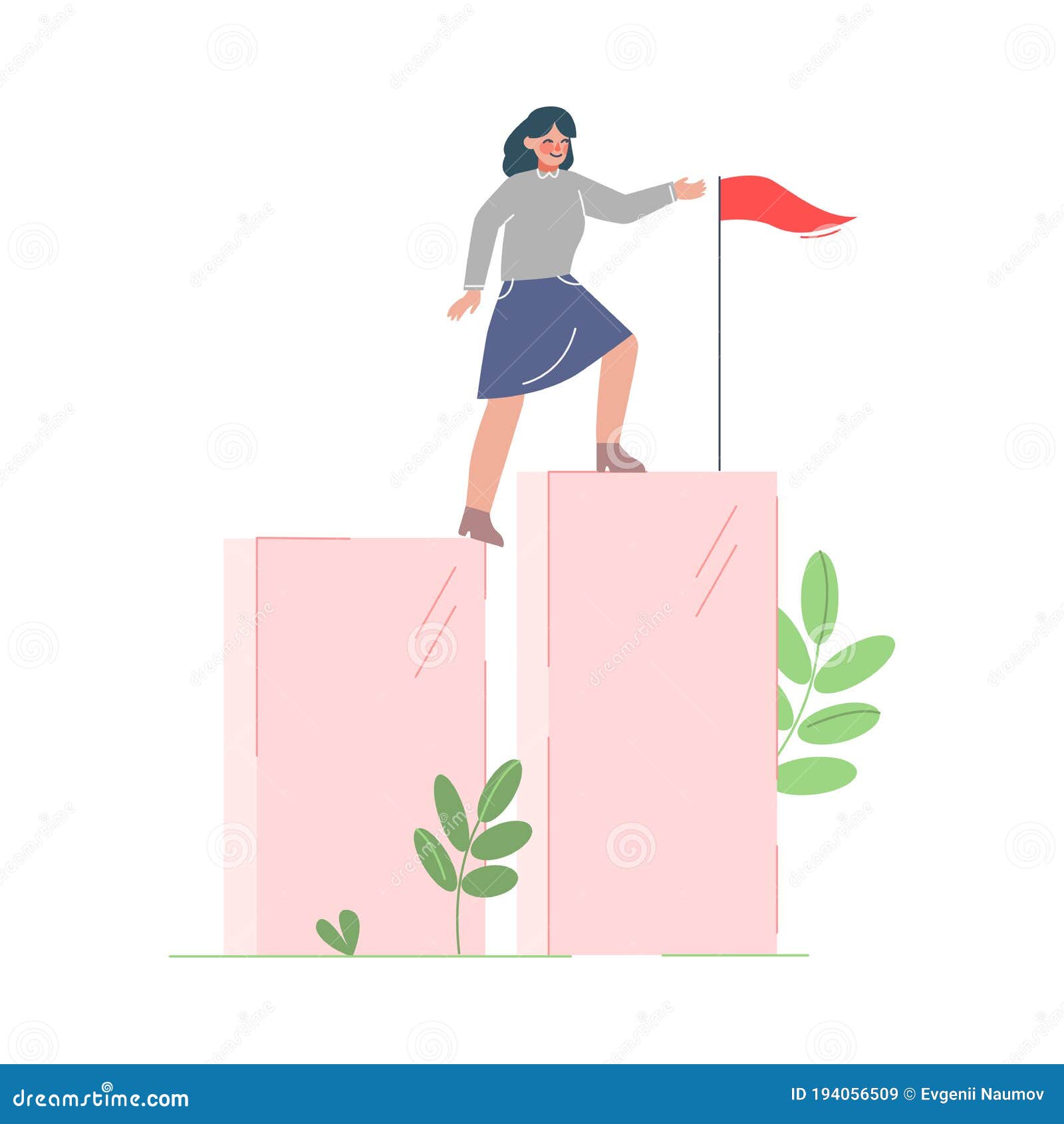 Mujer Escalando Hasta El Objetivo En La Columna De Columnas Ascendiendo Por  La Motivación Concepto De Negocio Dibujos Animados Ilu Ilustración del  Vector - Ilustración de crecimiento, meta: 194056509