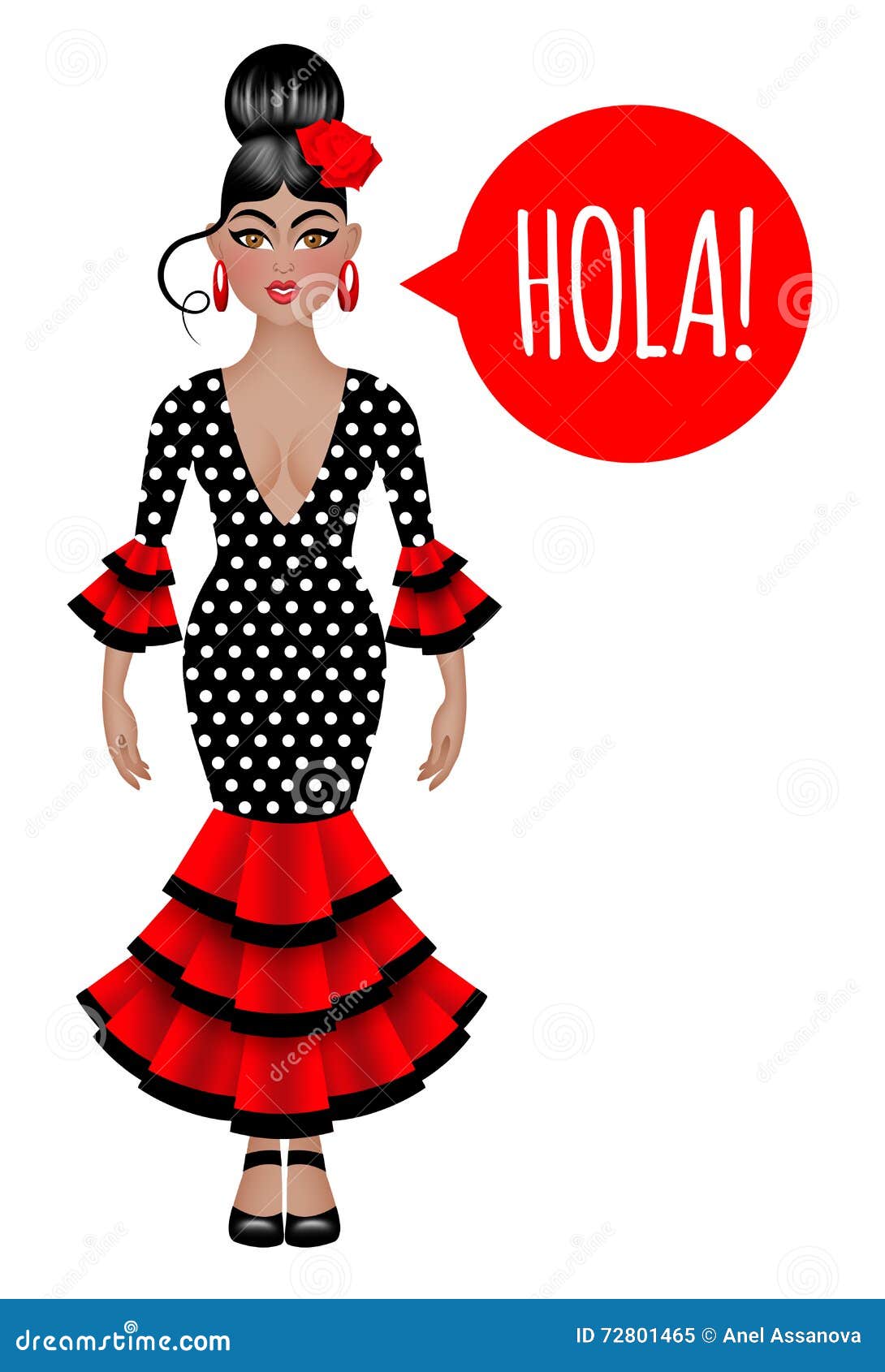 Embajada cama Deshabilitar Mujer Española Hermosa En Vestido Tradicional Del Flamenco Stock de  ilustración - Ilustración de hable, peinado: 72801465