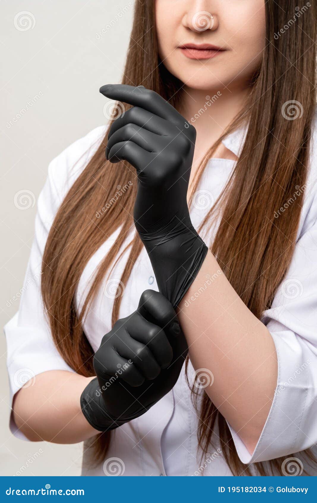 Mujer Estética Guantes De Látex Negro Foto de archivo - Imagen de especialista, neutro: 195182034