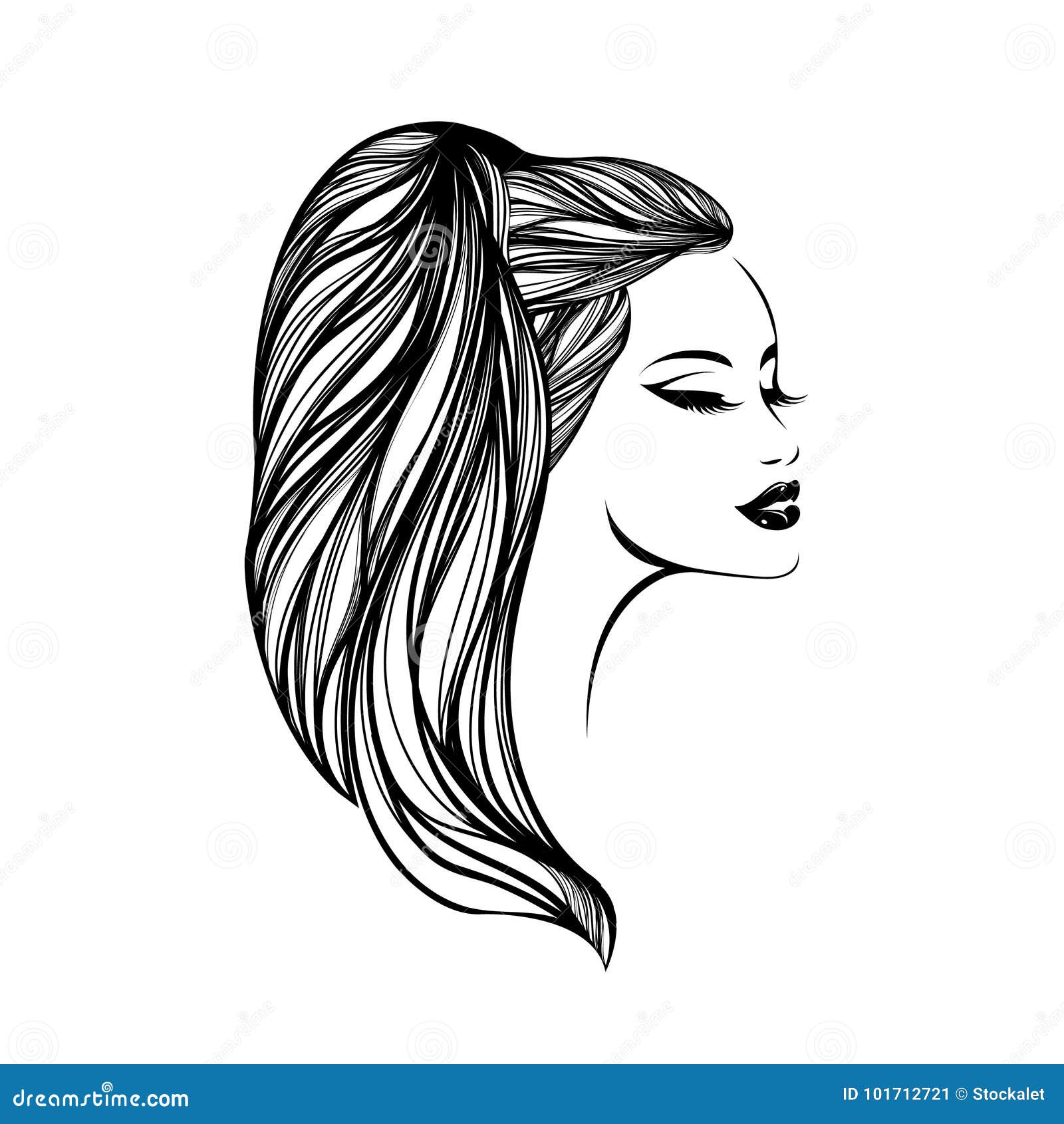 Mujer Hermosa Con El Peinado De La Cola De Caballo Y El Maquillaje Elegante  Ilustración del Vector  Ilustración de cejas eyeliner 101712721