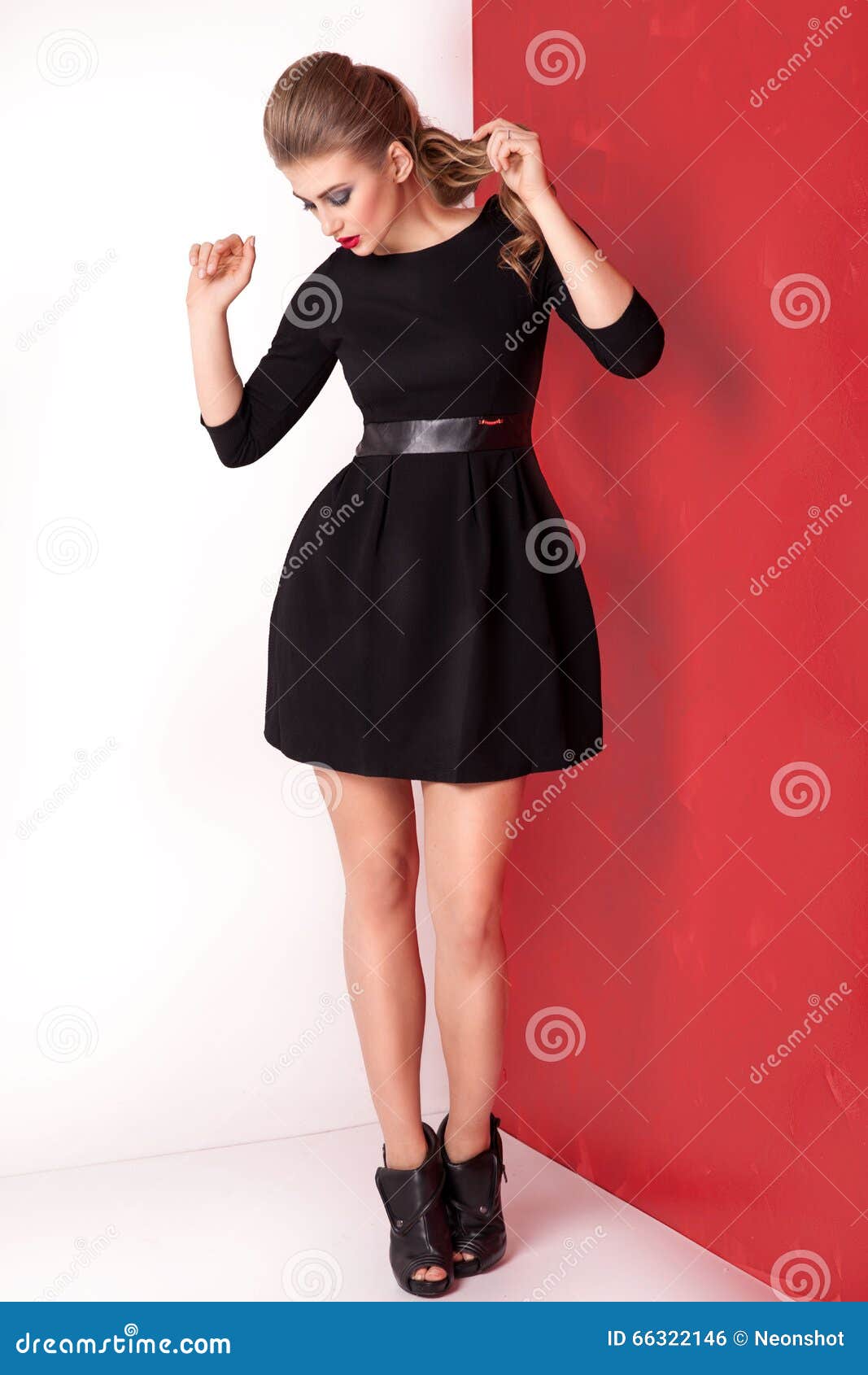 impermeable liderazgo parcialidad Mujer Hermosa Elegante En Vestido Negro Foto de archivo - Imagen de  belleza, pelo: 66322146