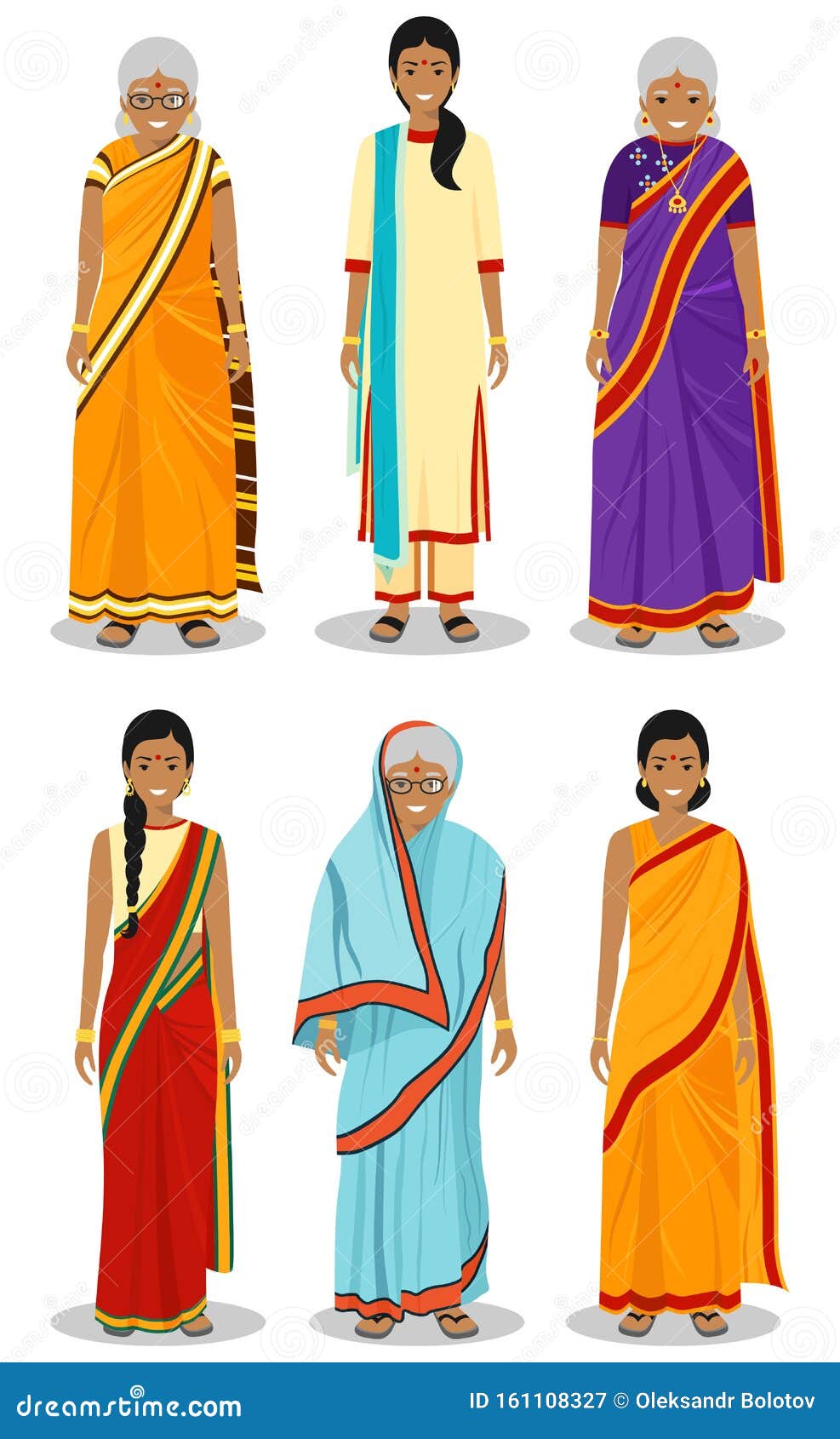 Mujer India Conjunto De Mujeres Viejas, Adultas Y Jóvenes De Diferente  Categoría En La Vestimenta Nacional Tradicional Aisladas E Ilustración del  Vector - Ilustración de aislado, bandera: 161108327