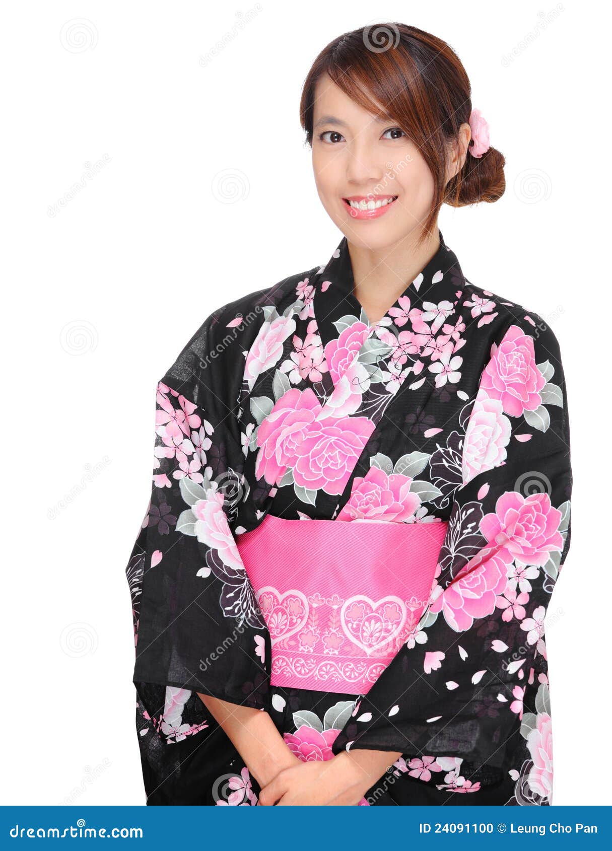 Mujer Japonesa Con La Ropa Tradicional Foto archivo - de aislado, atractivo: 24091100