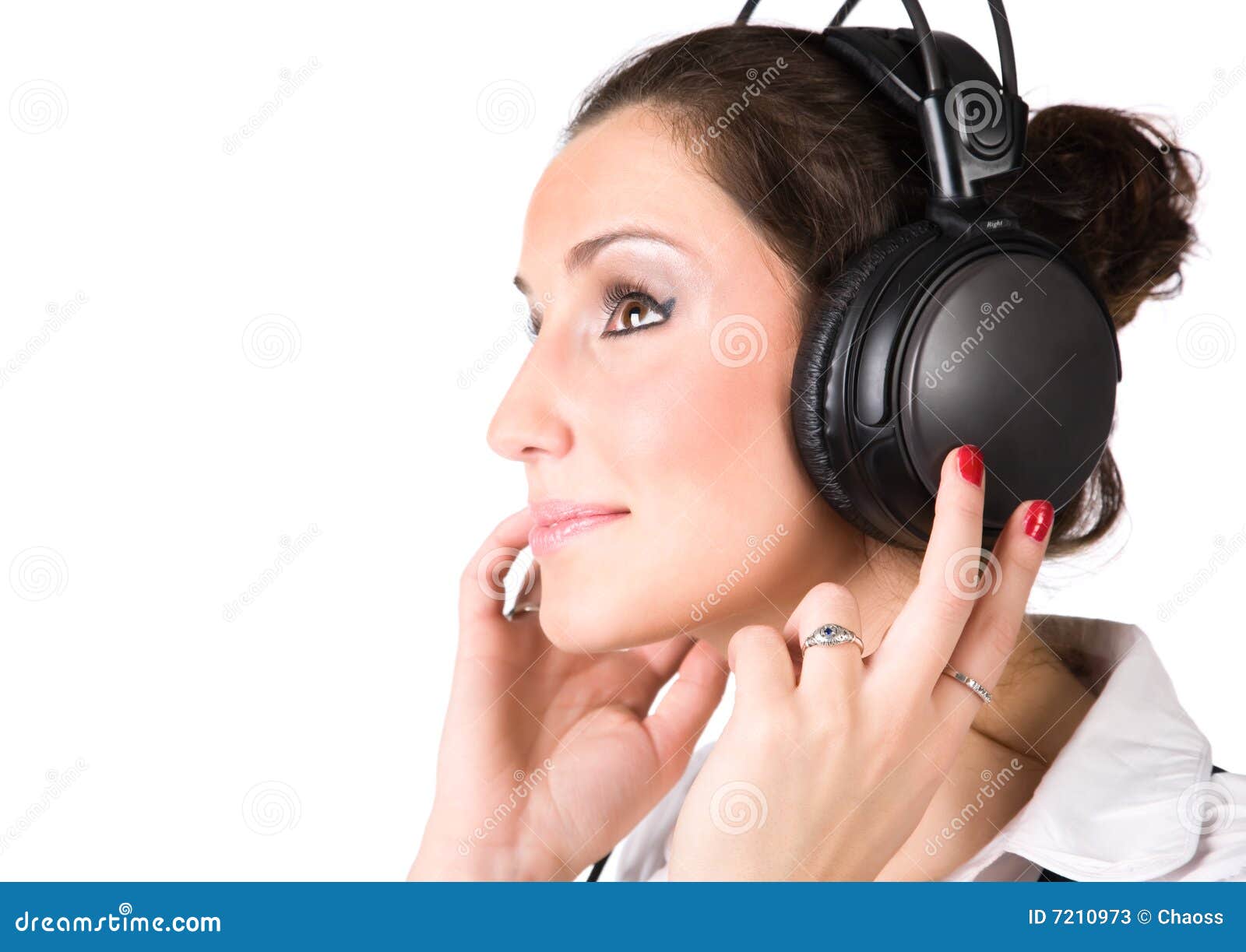 Mujer Joven Con Los Auriculares Grandes Imagen de archivo - Imagen de  auricular, retratos: 7210973