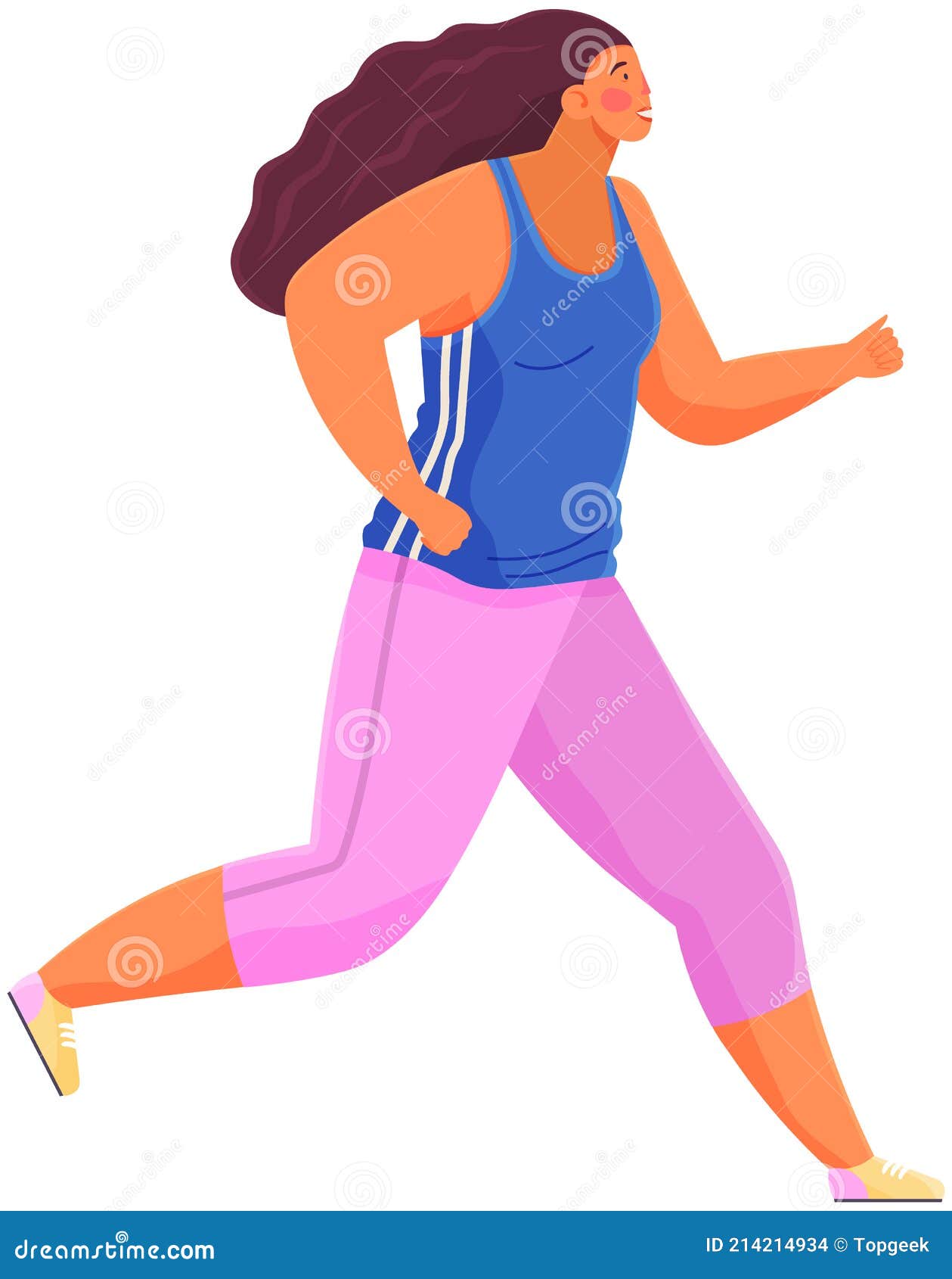 Mujer Joven En Ropa Deportiva Correr O Trotar. Ejercicio. Runner Fat Girl  Doing Sprint Ilustración del Vector - Ilustración de ocio, muchacha:  214214934