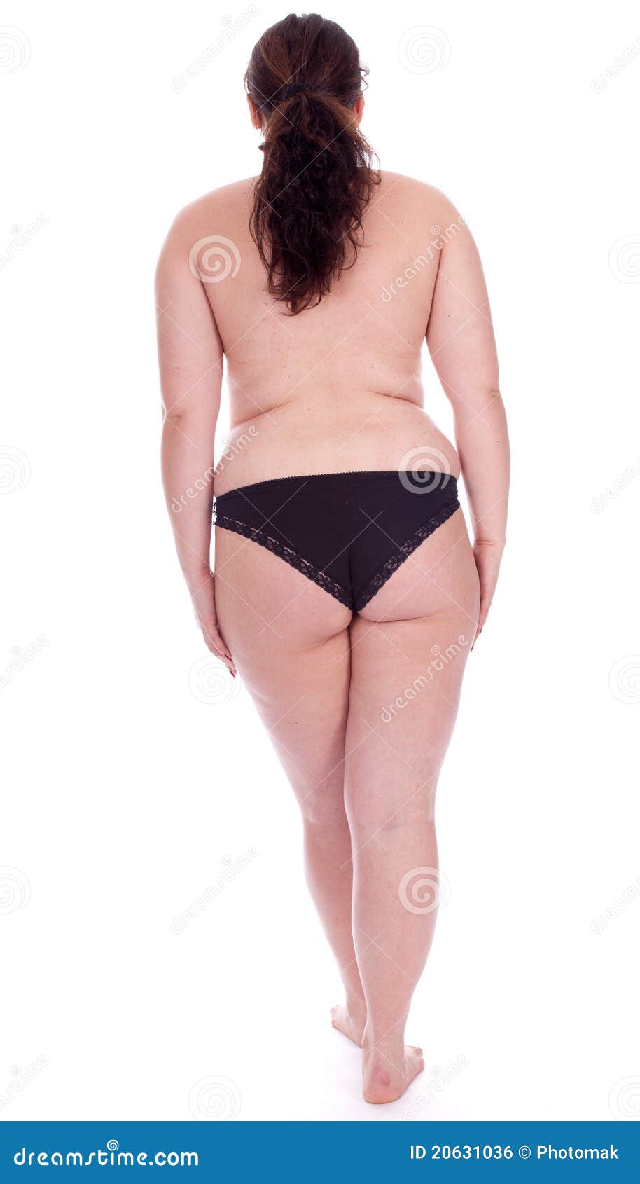 Mujer Joven Gorda En Bragas Negras Foto de archivo