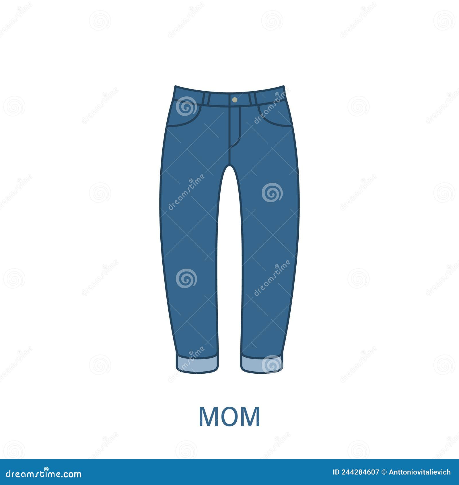 Mujer Mamá Encaja Tipo Jeans Pantalones Silueta Icono. Estilo Moderno De  Ropa De Denim Para Mujeres. Vestimenta Casual De Moda Azu Ilustración del  Vector - Ilustración de ajuste, modelo: 244284607