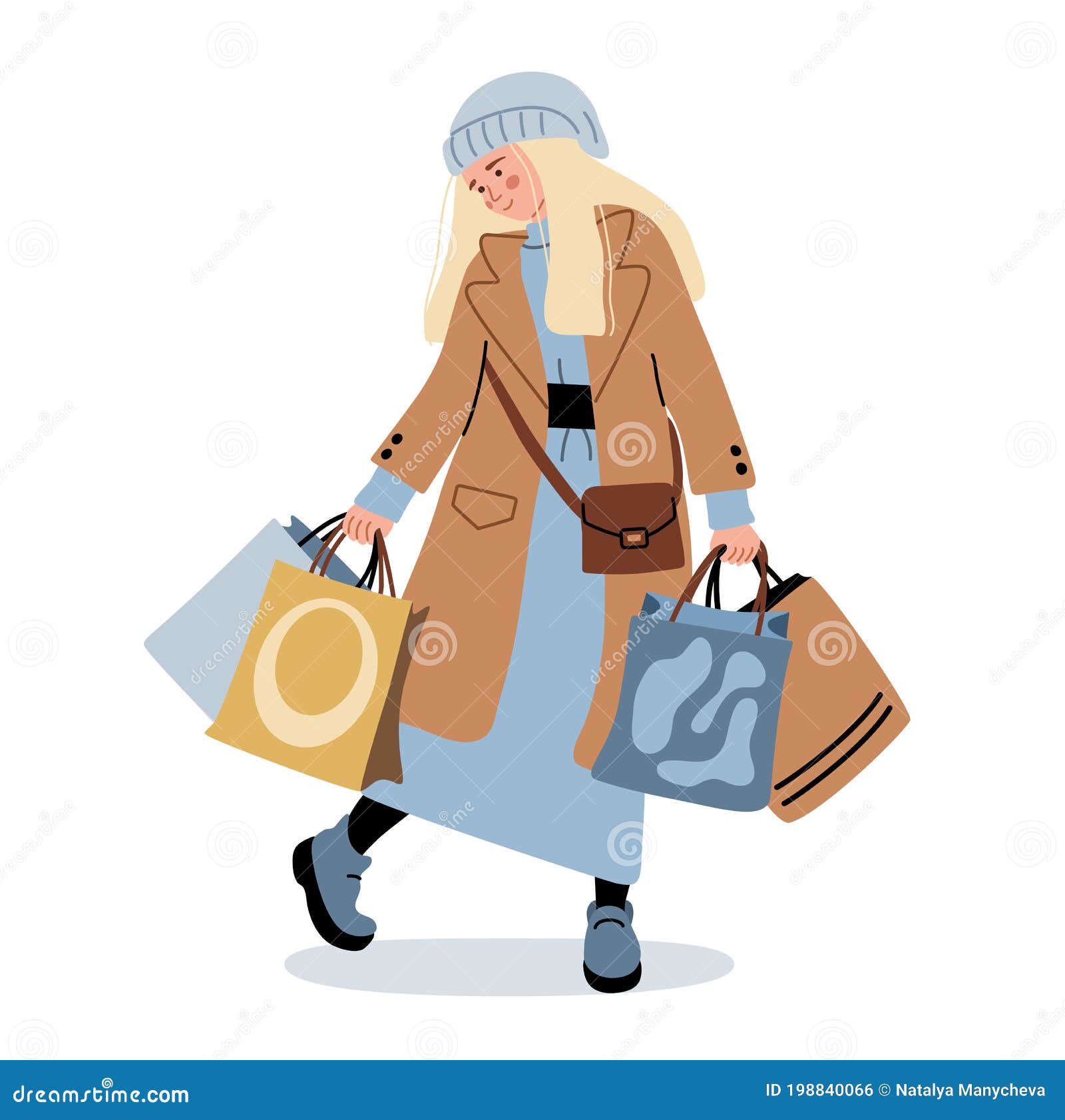 Servicio sugerir Contracción Mujer Rubia Con Ropa De Moda Con Bolsas De Compras. Venta Estacional.  Dibujo De Ilustración Vectorial Lindo En Estilo Plano. Mujer Ilustración  del Vector - Ilustración de ropas, belleza: 198840066