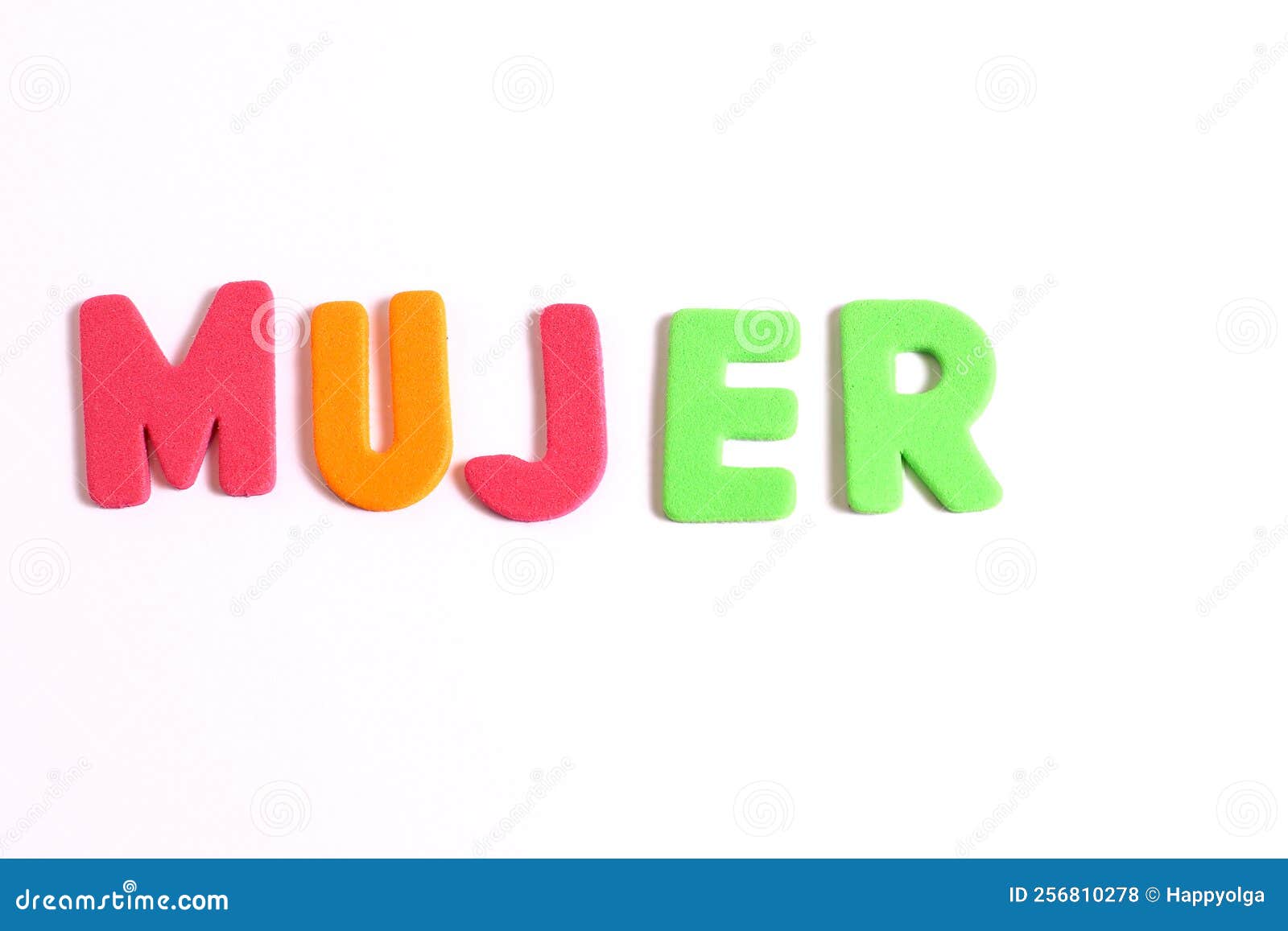 mujer, woman word lettering in spanish