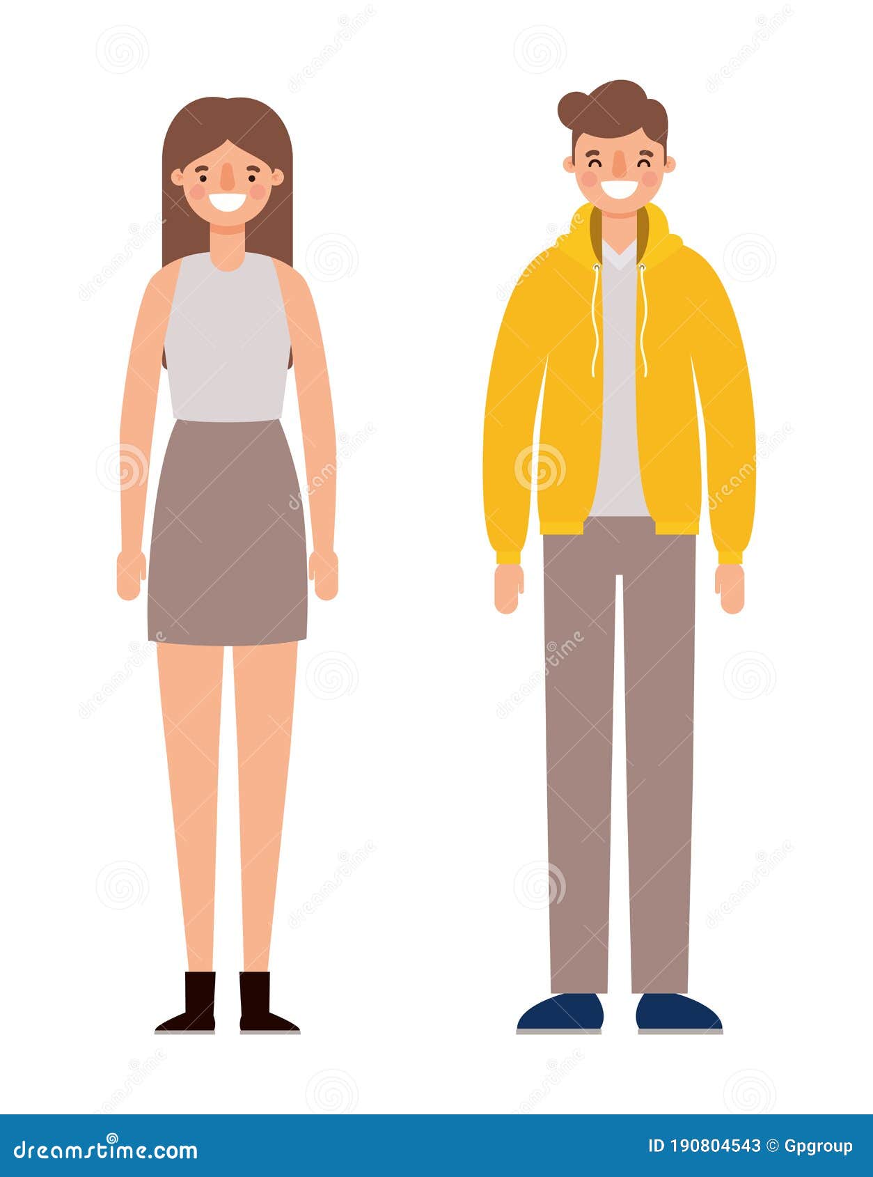 Mujer Y Hombre Dibujos Animados Pareja Sonriente Diseño Vectorial  Ilustración del Vector - Ilustración de utilizador, vector: 190804543