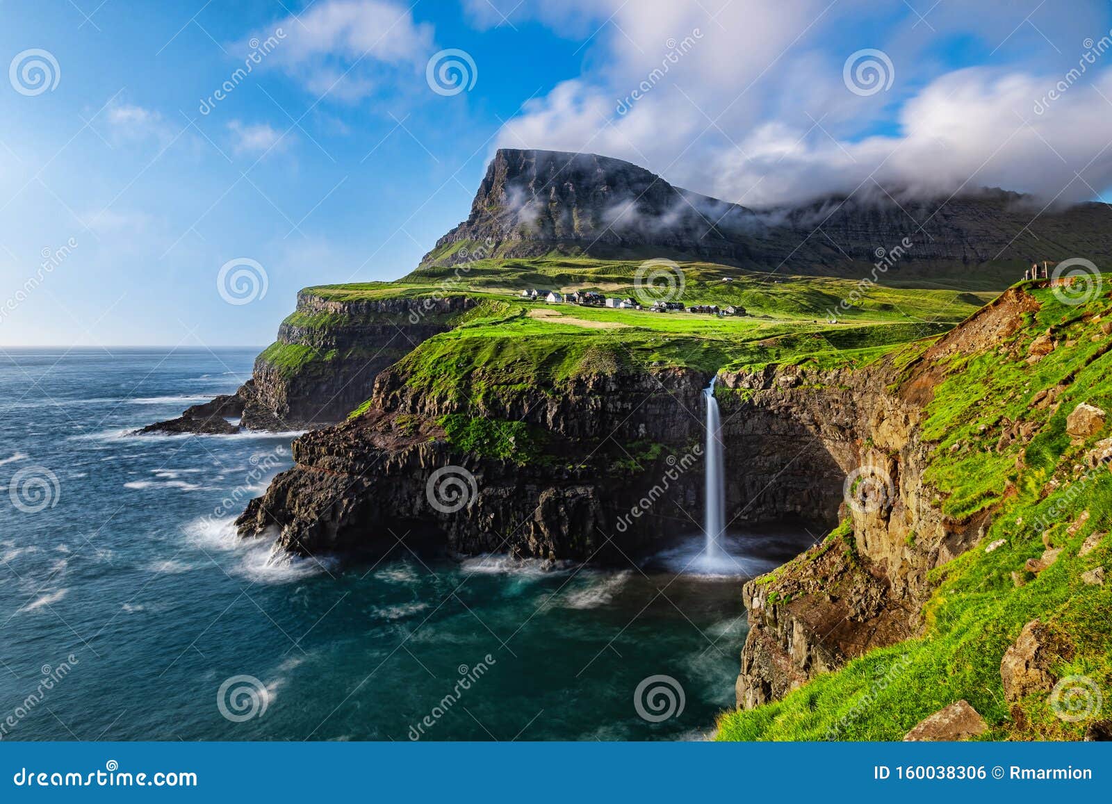 mulafossur waterfall in faroe islands