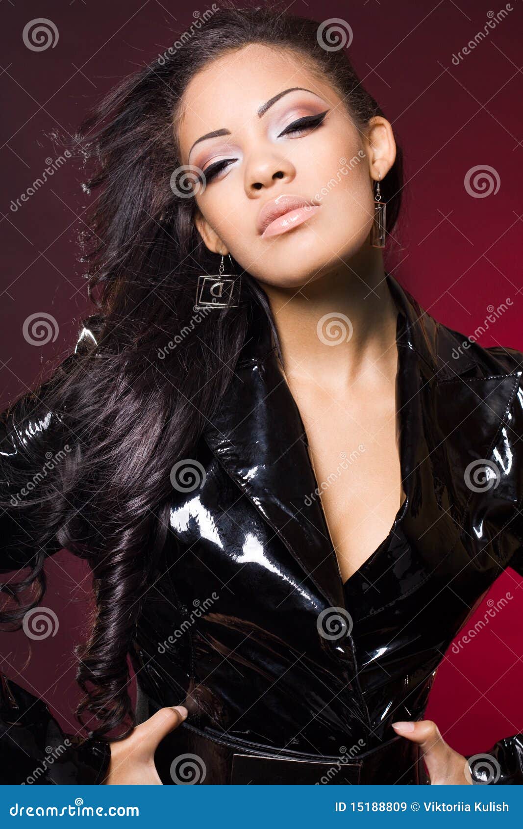 Mulatto woman in a jacket stock image. Image of jacket 