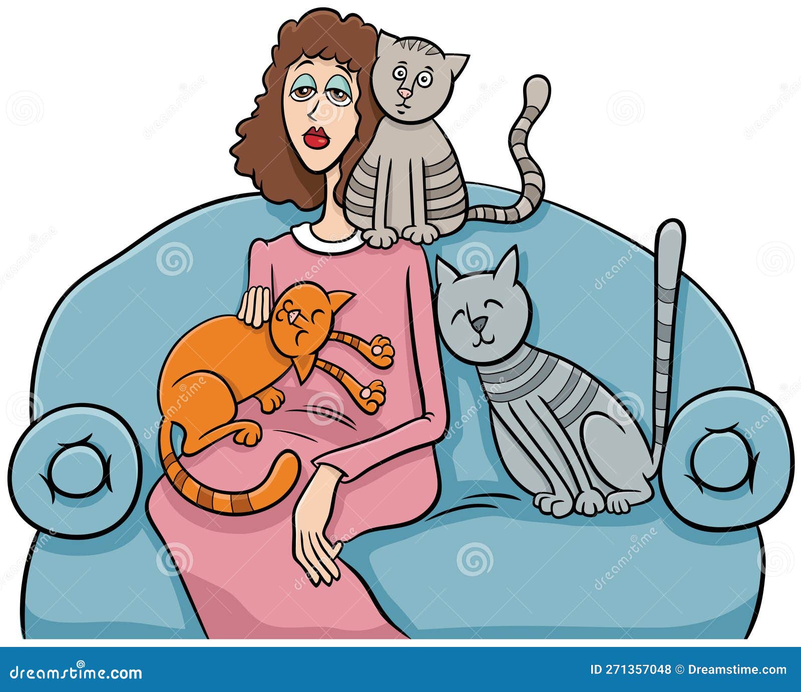 Ilustração dos desenhos animados da família de gatos com