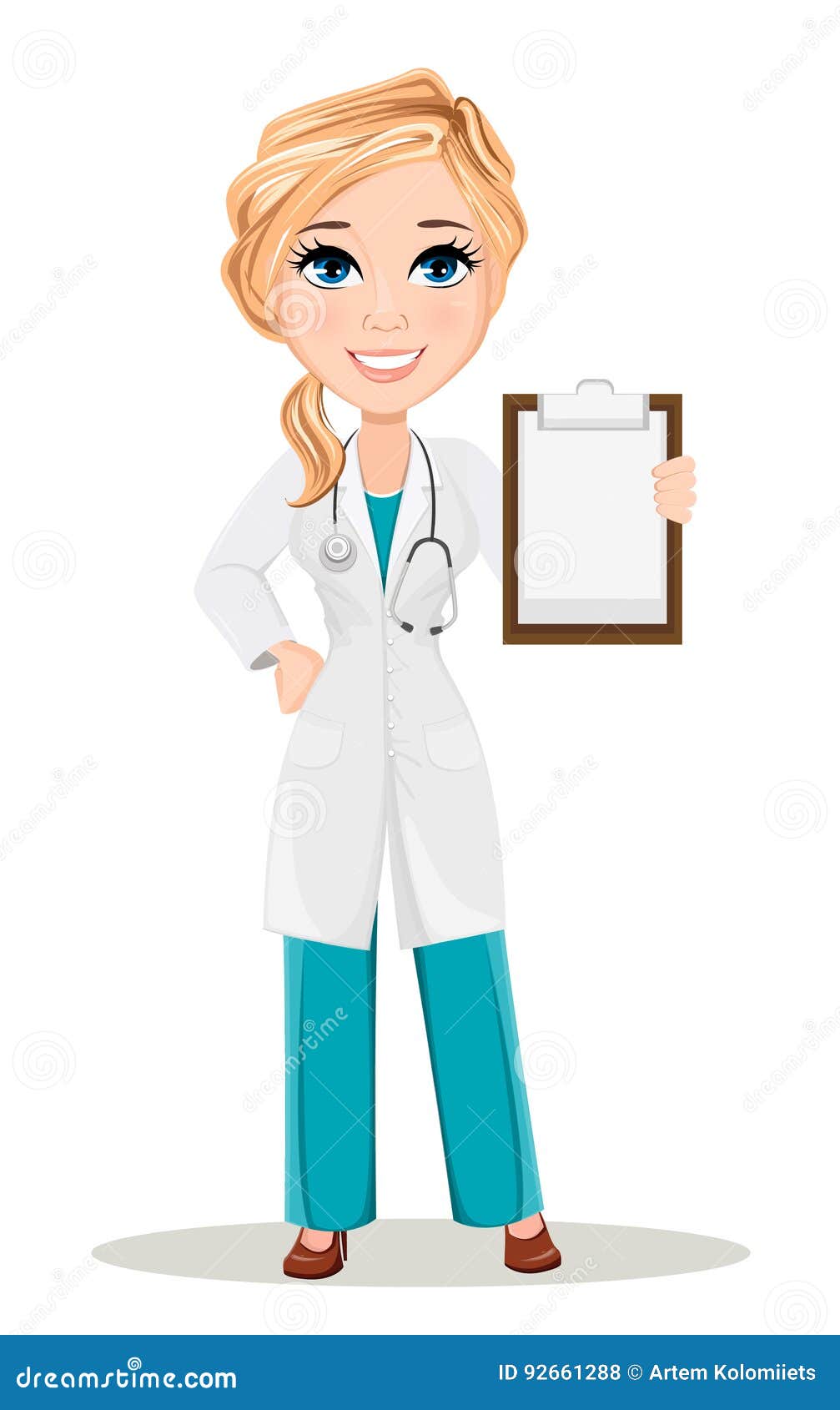 Mulher Do Doutor No Vestido Médico Com Estetoscópio Caráter Bonito Do  Doutor Dos Desenhos Animados Ilustração do Vetor - Ilustração de uniforme,  posse: 92661288