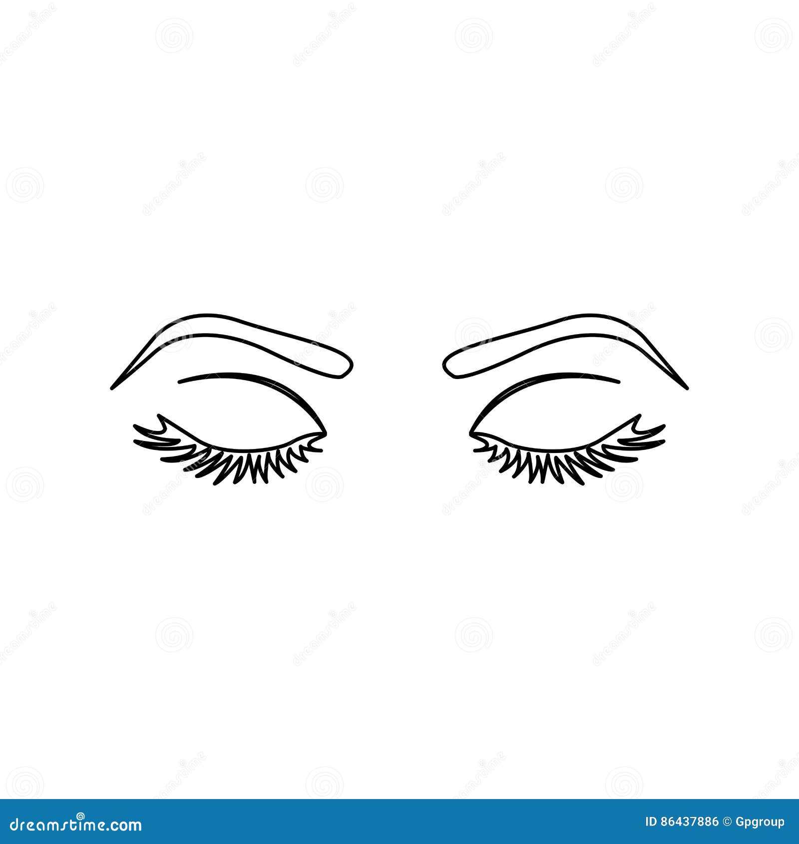 Mulher Do Esboço Com Olhos Fechados Ilustração Stock - Ilustração de olhos, fechados: 86437886