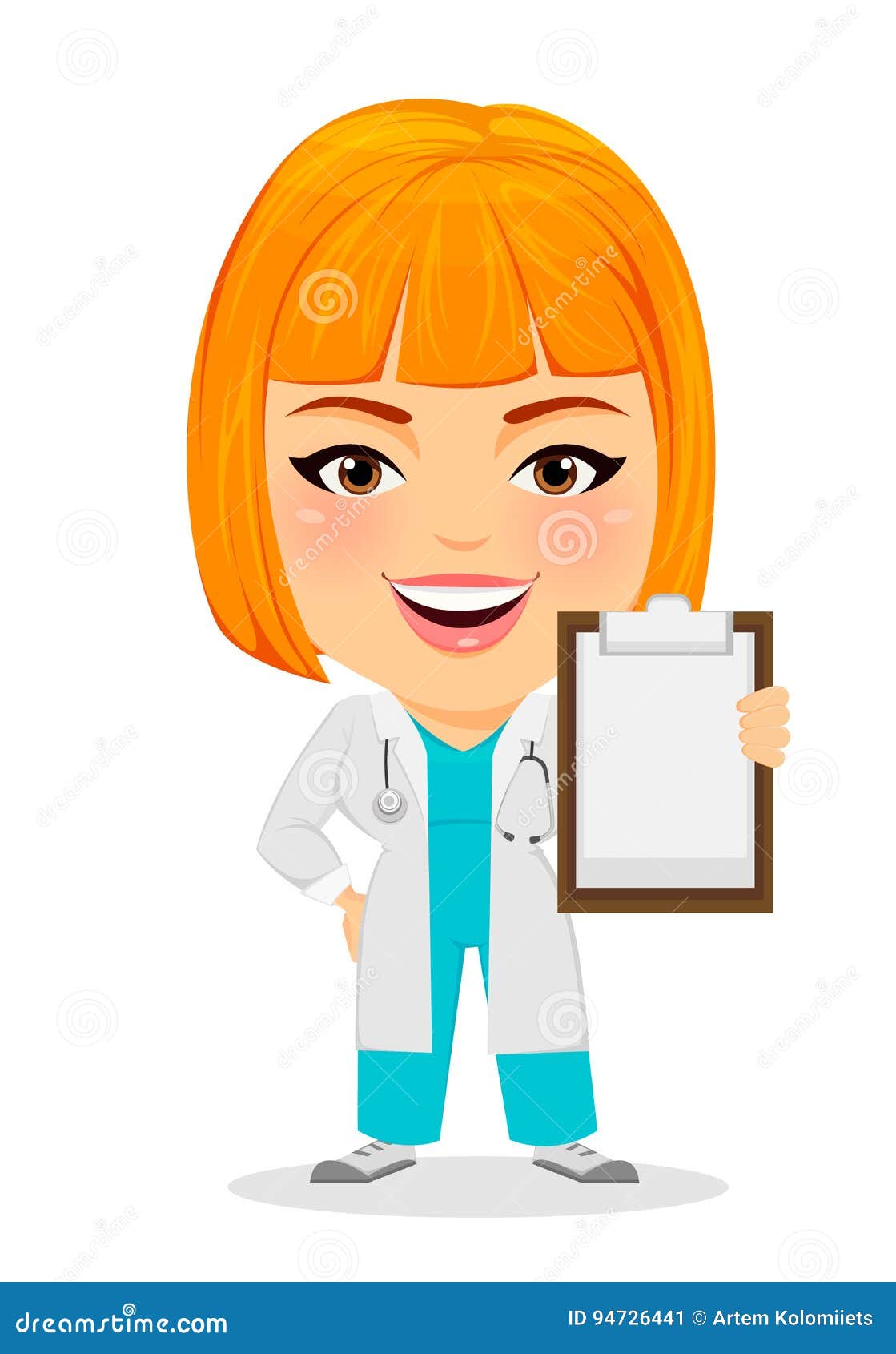 Mulher Do Doutor, Equipe Médica Profissional. Médico Bonito Do Caráter Dos  Desenhos Animados. Conjunto Com Lista De Verificação E Com Bandeiras.  Ilustração Do Vetor. Royalty Free SVG, Cliparts, Vetores, e Ilustrações  Stock.