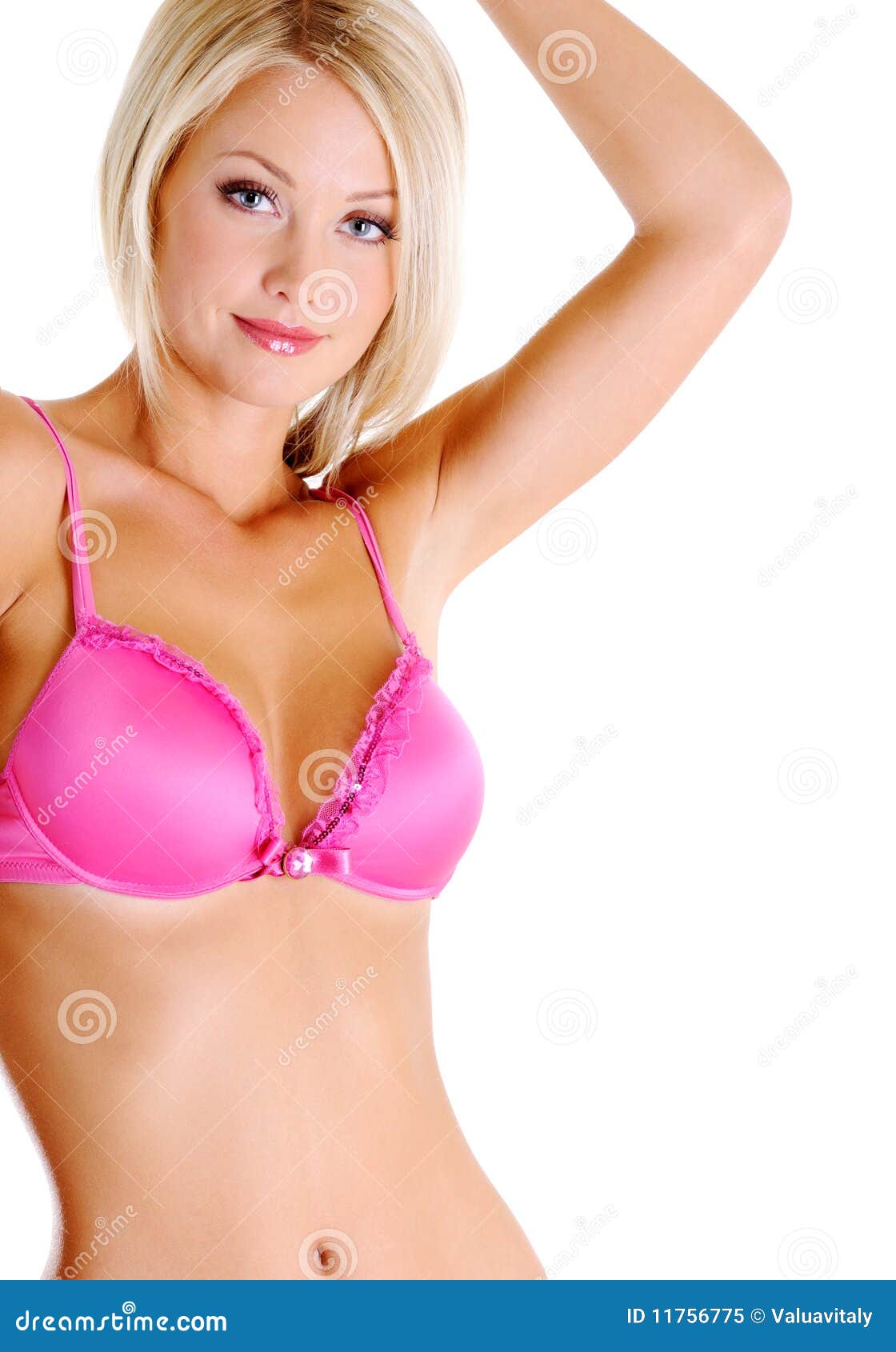 Mulher Loura Com Um Corpo Nu Em Um Sutiã Cor-de-rosa Imagem de Stock -  Imagem de bonito, mulher: 11756775