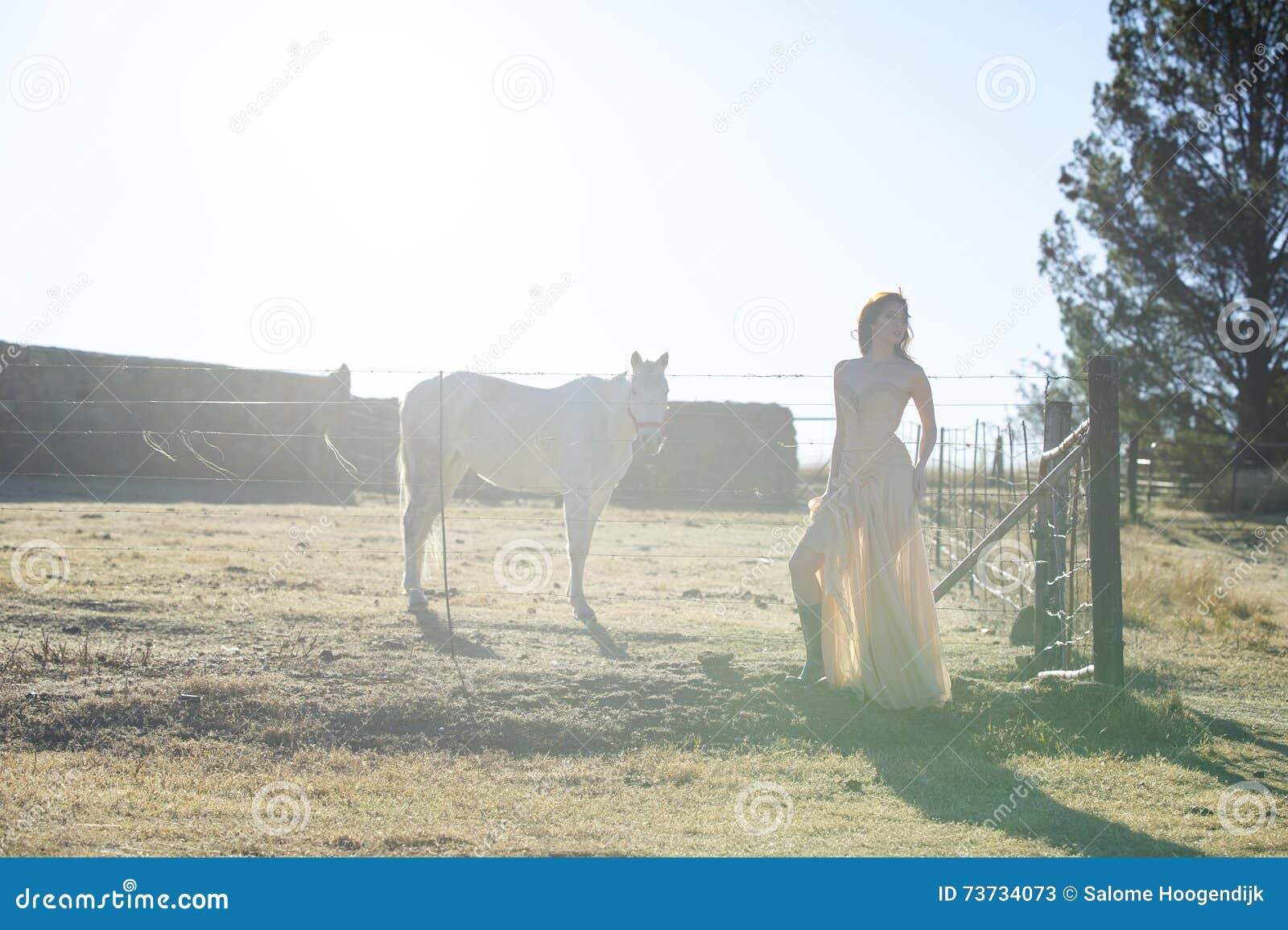 Um cavalo branco está pulando uma cerca