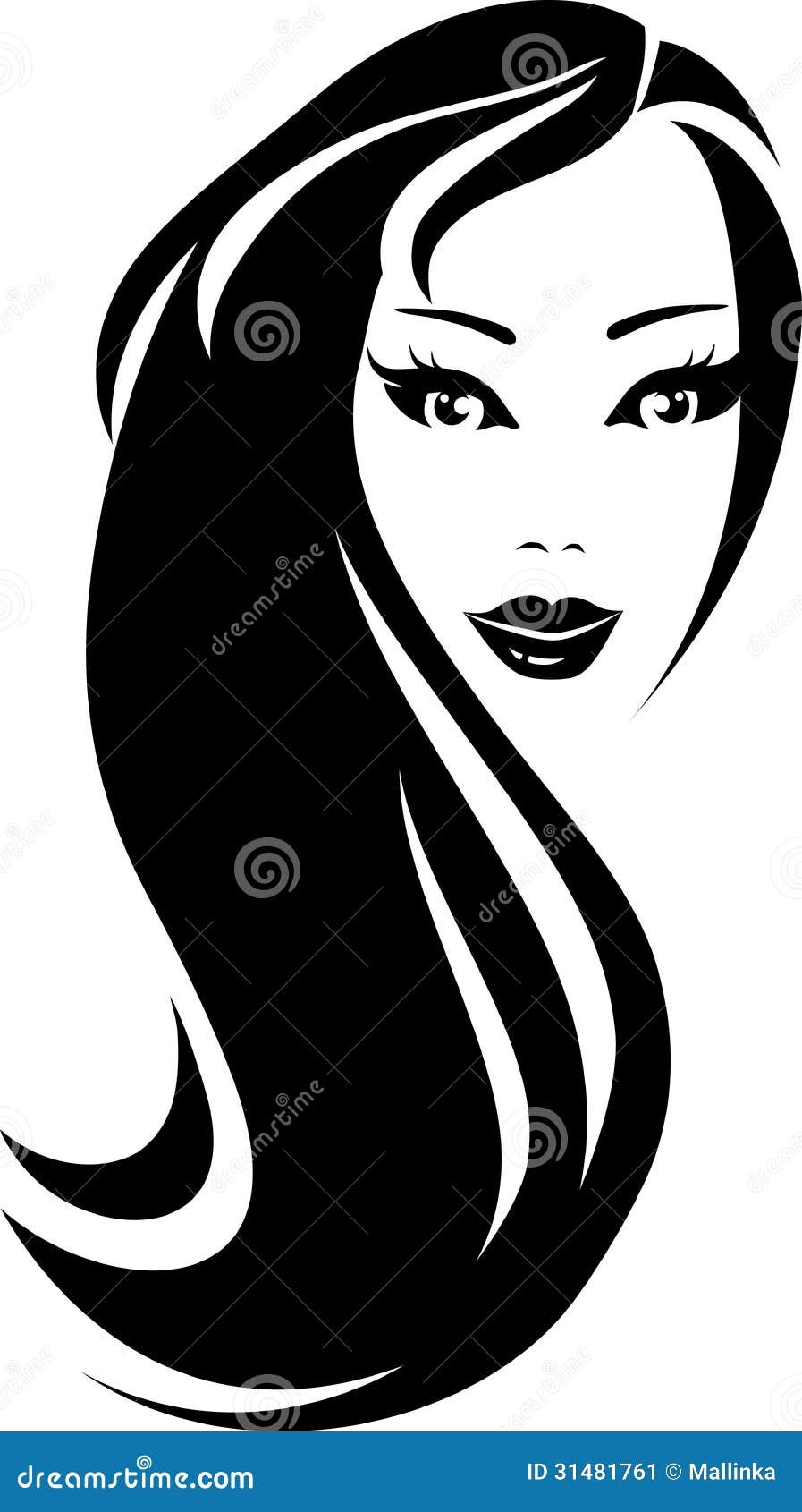Silhueta de cabelo de menina ou silhueta preta