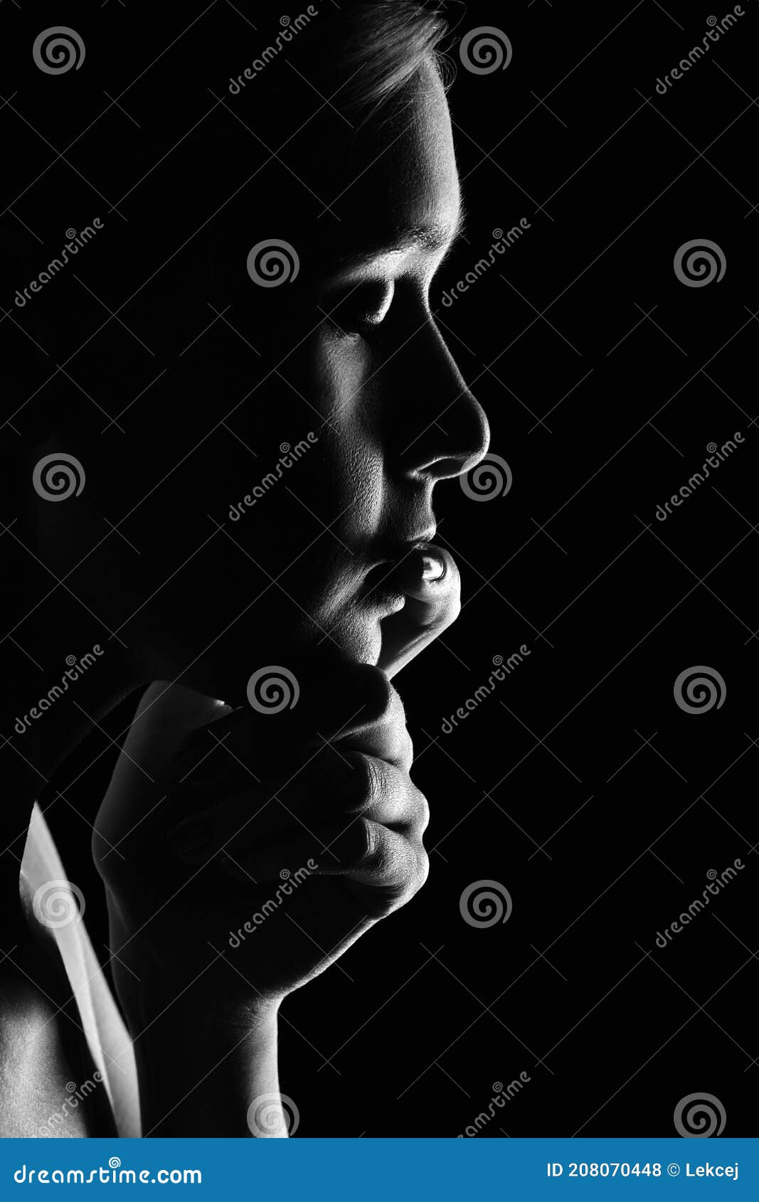 Perfil De Uma Mulher Triste Imagem de Stock - Imagem de mulher