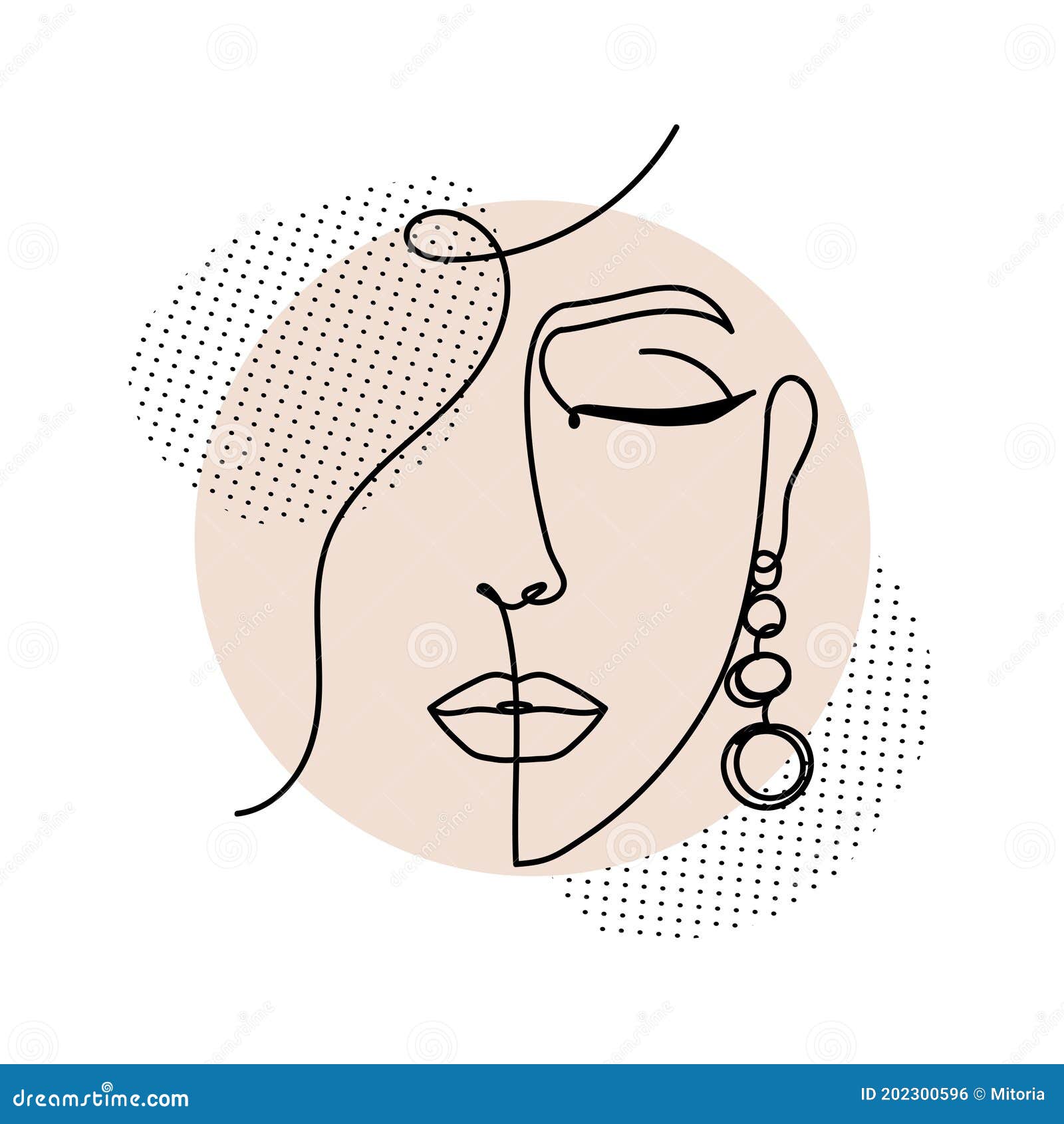 uma única linha desenho rosto abstrato de beleza de mulher, penteado,  ilustração vetorial de moda. conceito