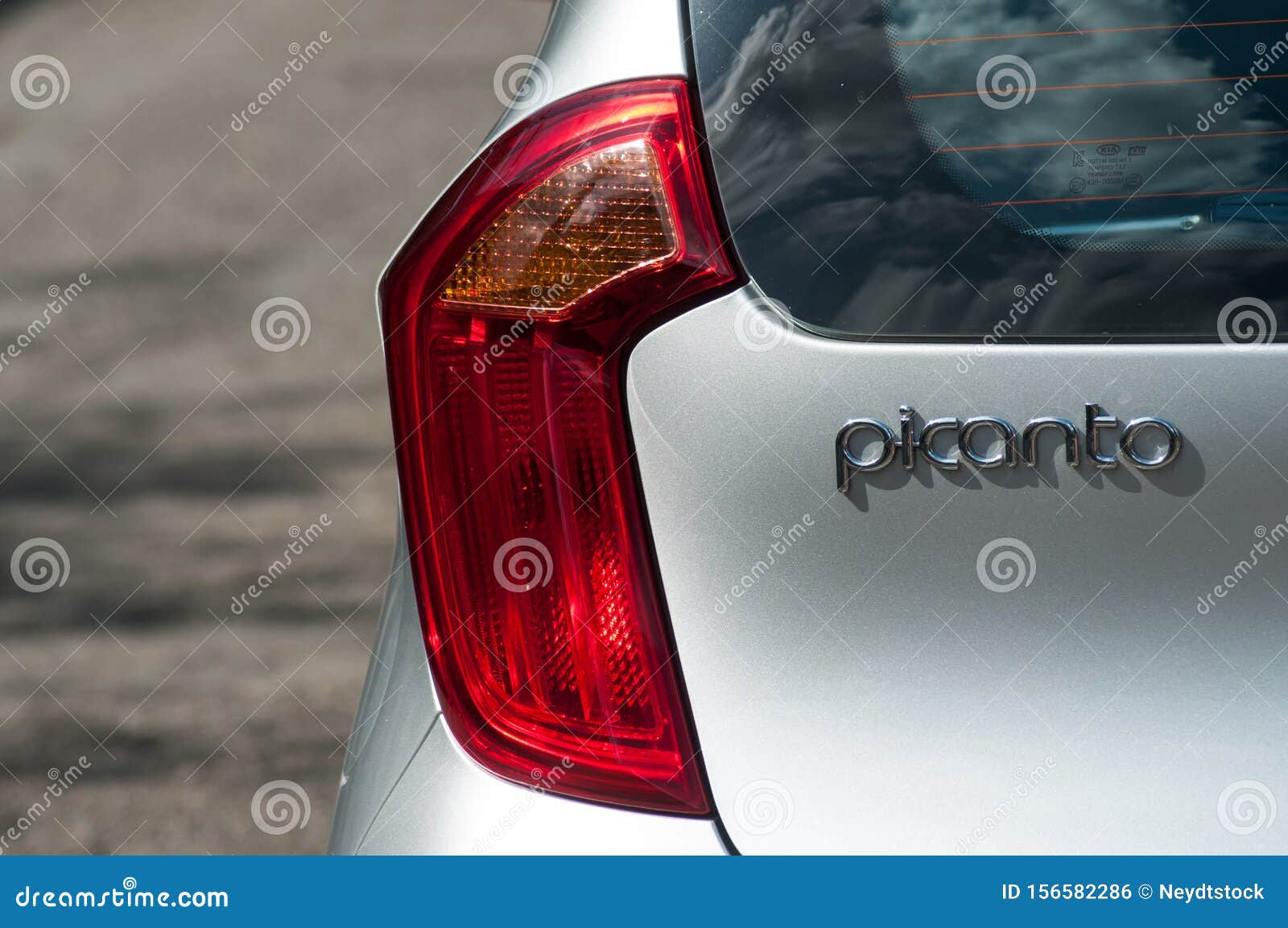 Closeup Rear Light on Silver Kia Picanto Parked in the Street Editorial Photo - Image of 156582286