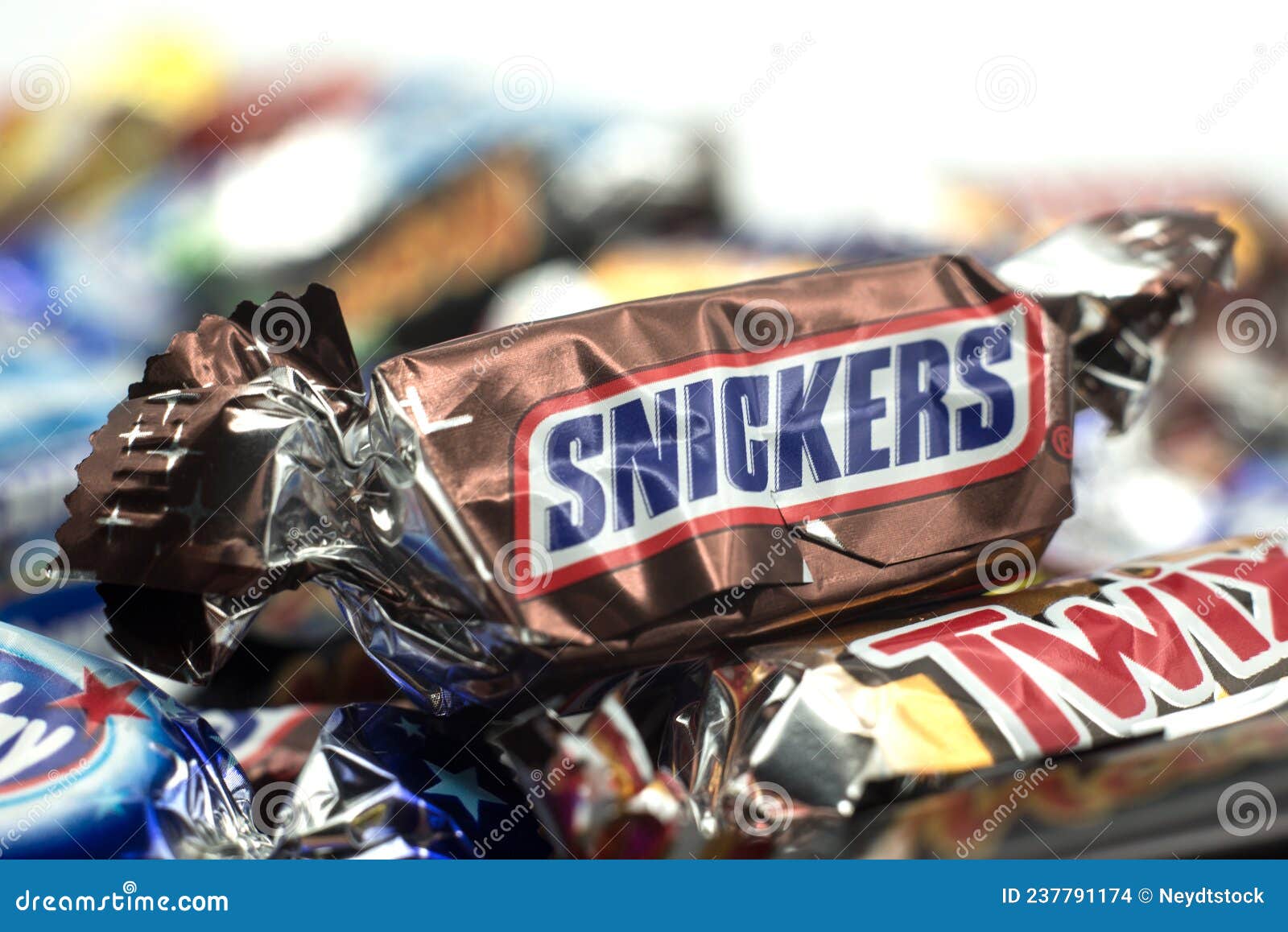 Mini Snickers Chocolate Bar on White Background Editorial Stock Image -  Image of 2021, nougat: 237791174
