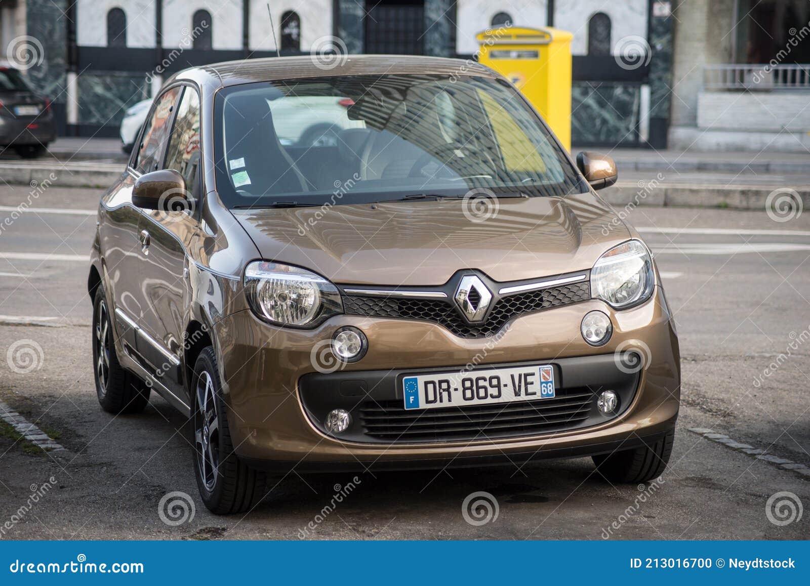 Front View of Brown Renault Twingo 3 Parked in the Street