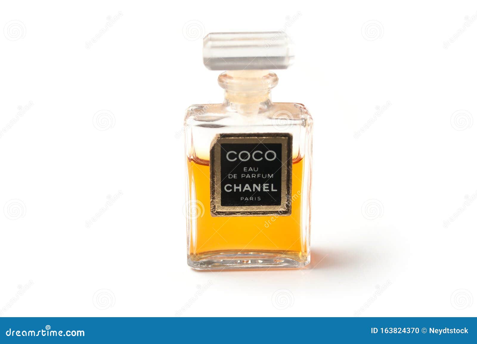 Coco Chanel Perfume in Transparet Bottle on White Background Editorial ...