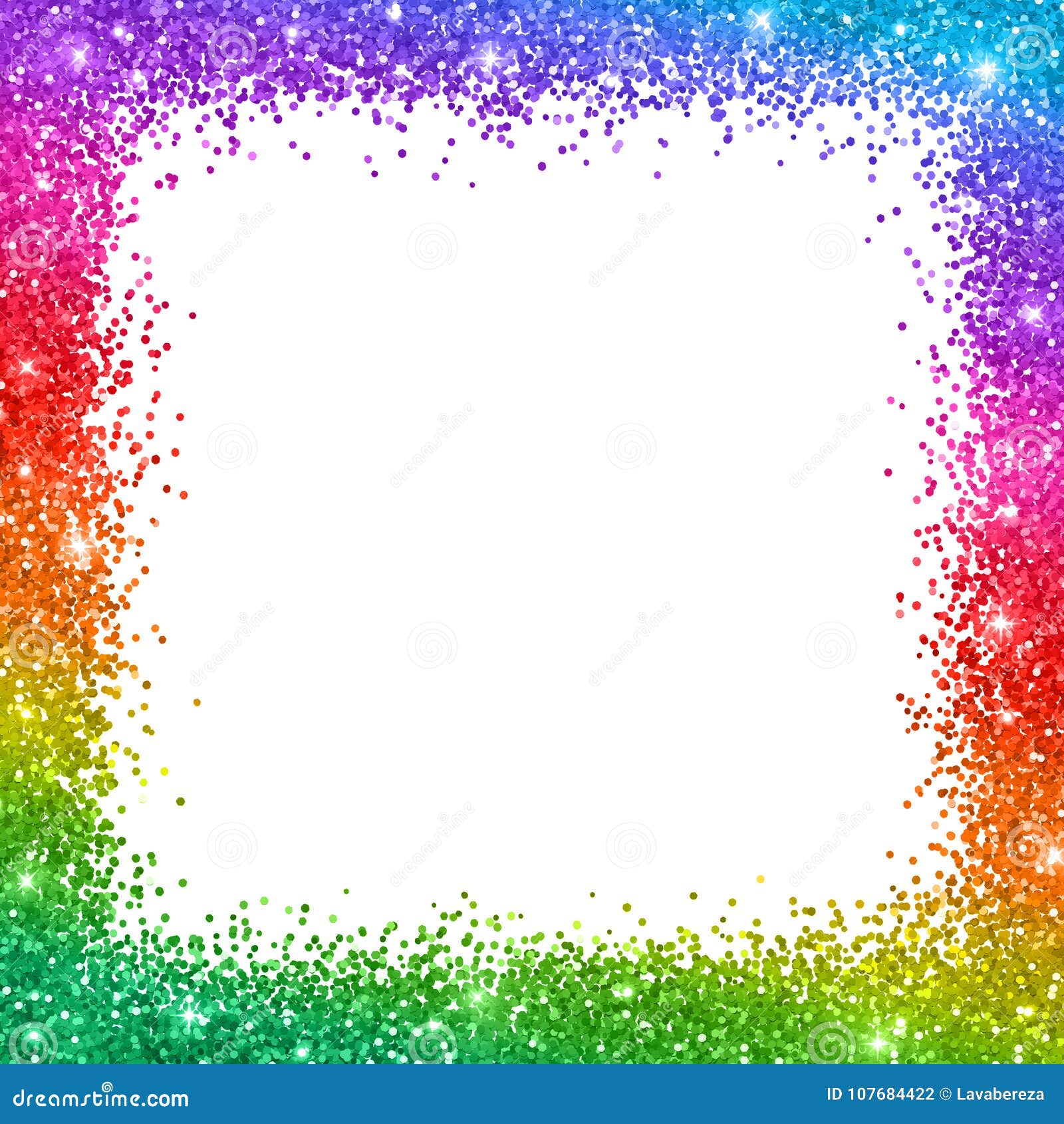 Download Mulicolor Glitter Border Frame On White Background. Vector ...
