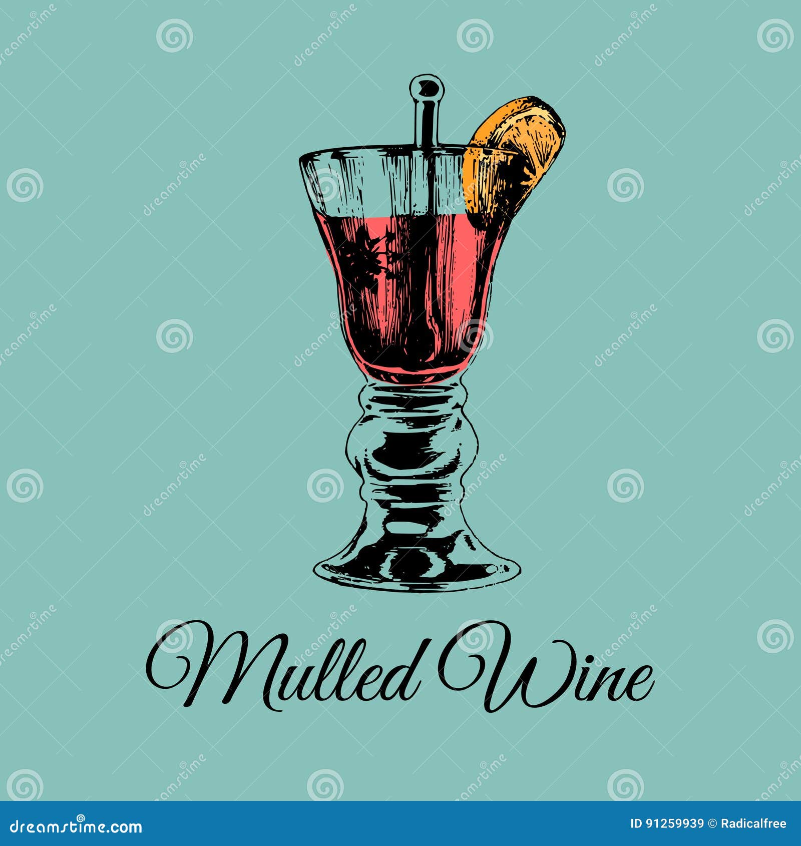 Mulled wine glass isolated on white Royalty Free Vector